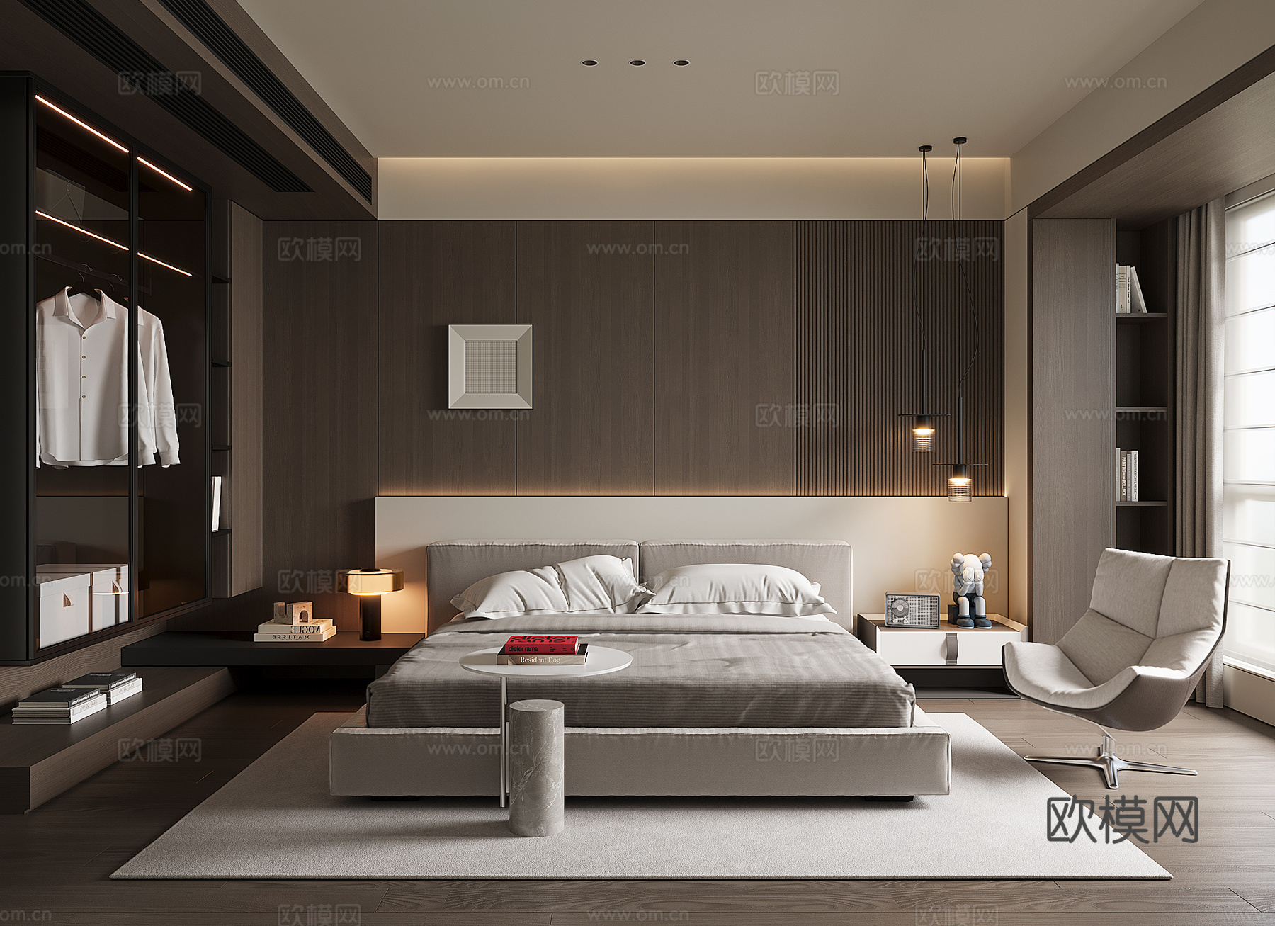 现代家居卧室su模型