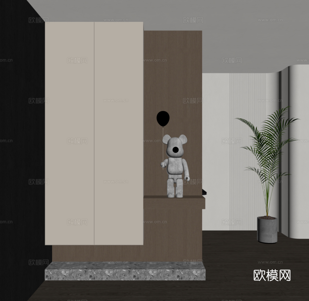 现代简约玄关柜 隔断柜 鞋柜su模型