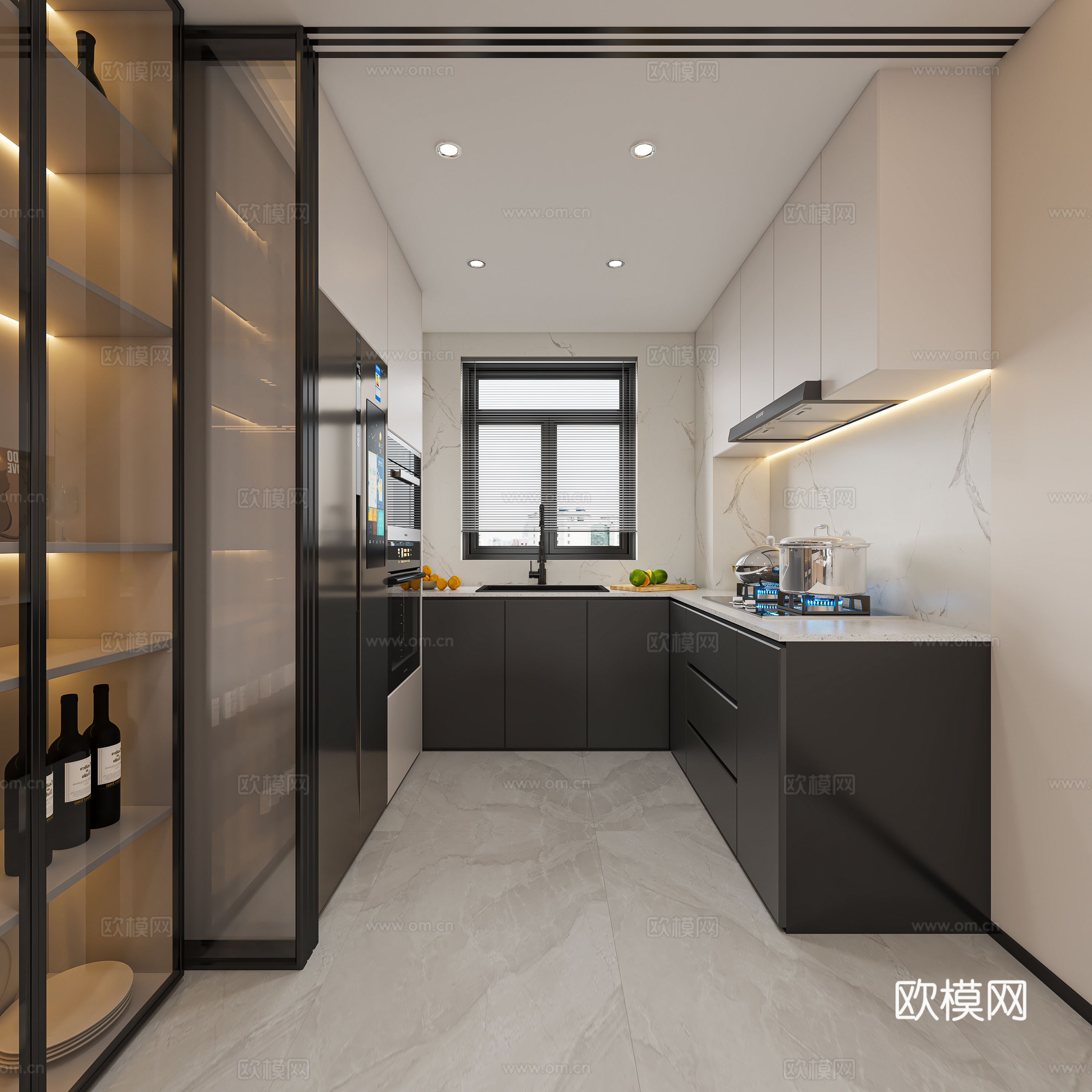 意式简约厨房3d模型3d模型下载
