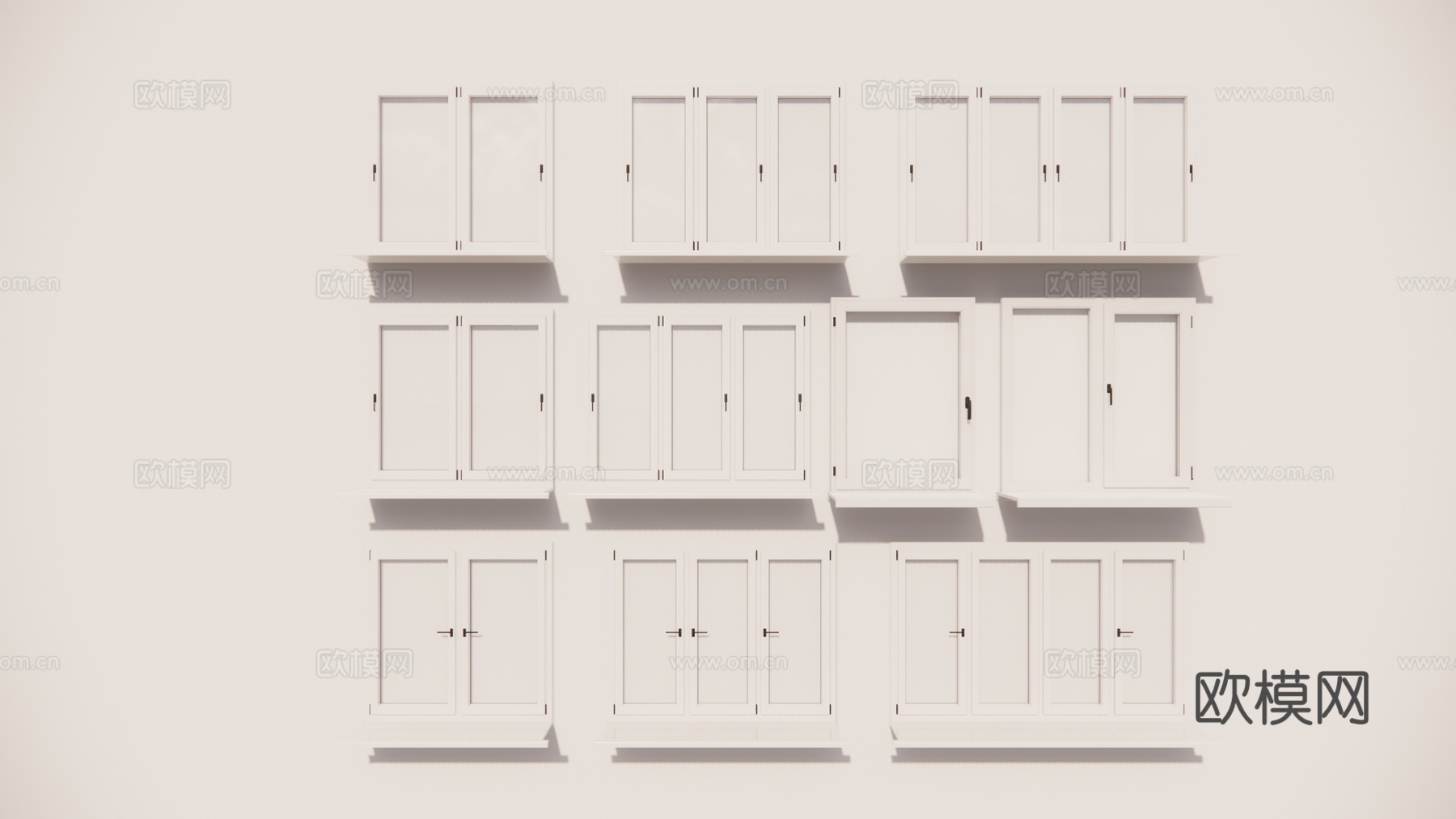 窗 客厅 卫生间 卧室 五金 推拉门 构件 家装 门su模型下载（渲染图1）