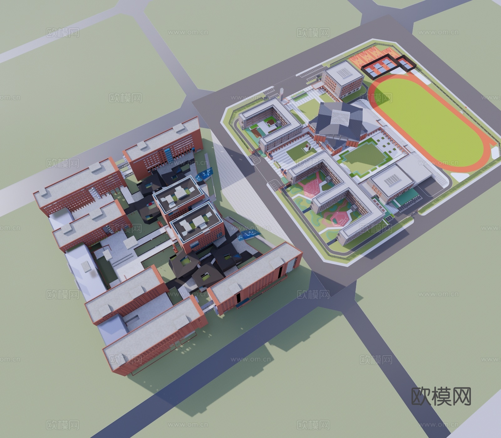 现代风格学校小学校中学校su模型