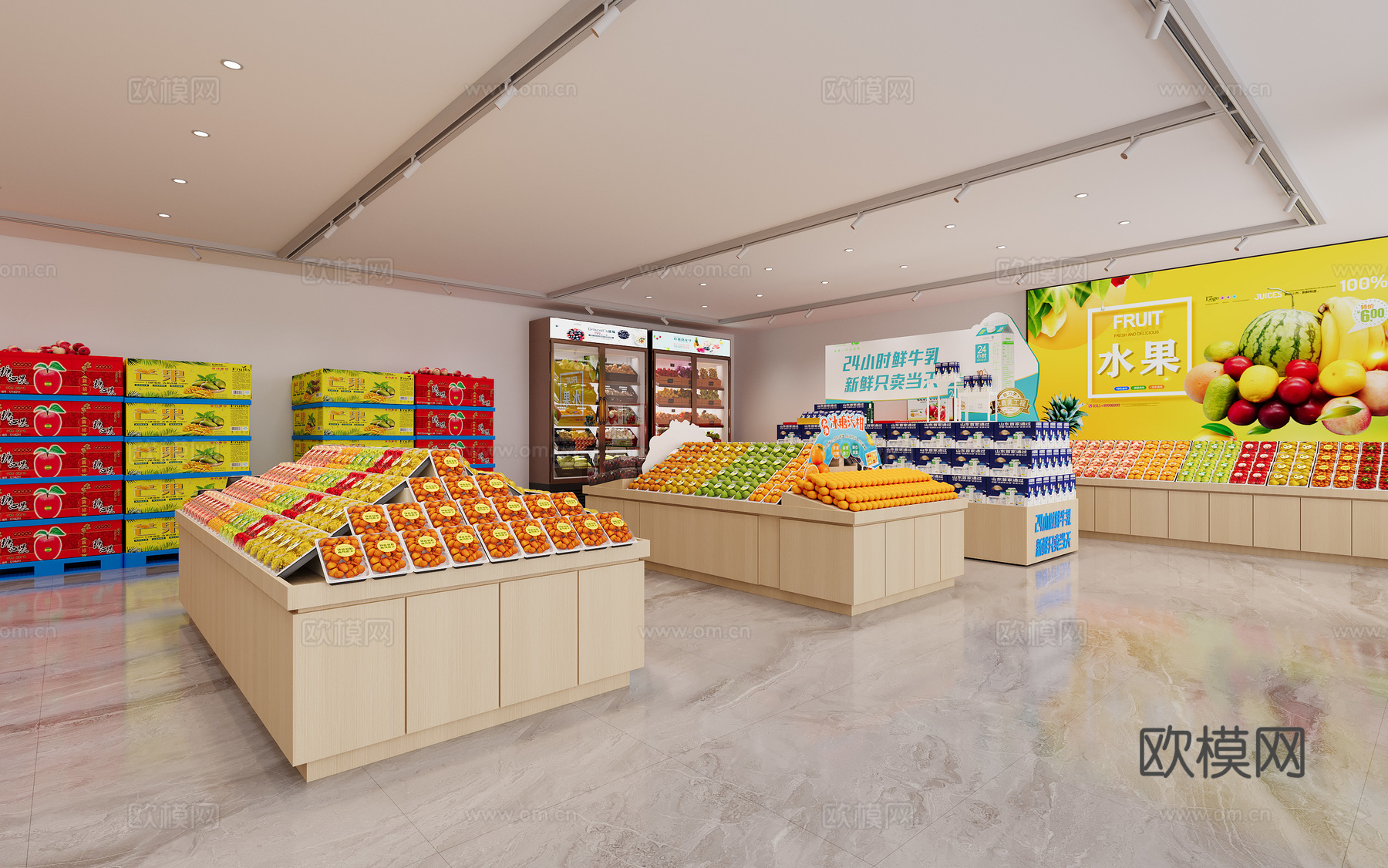 现代水果店3d模型下载（渲染图2）