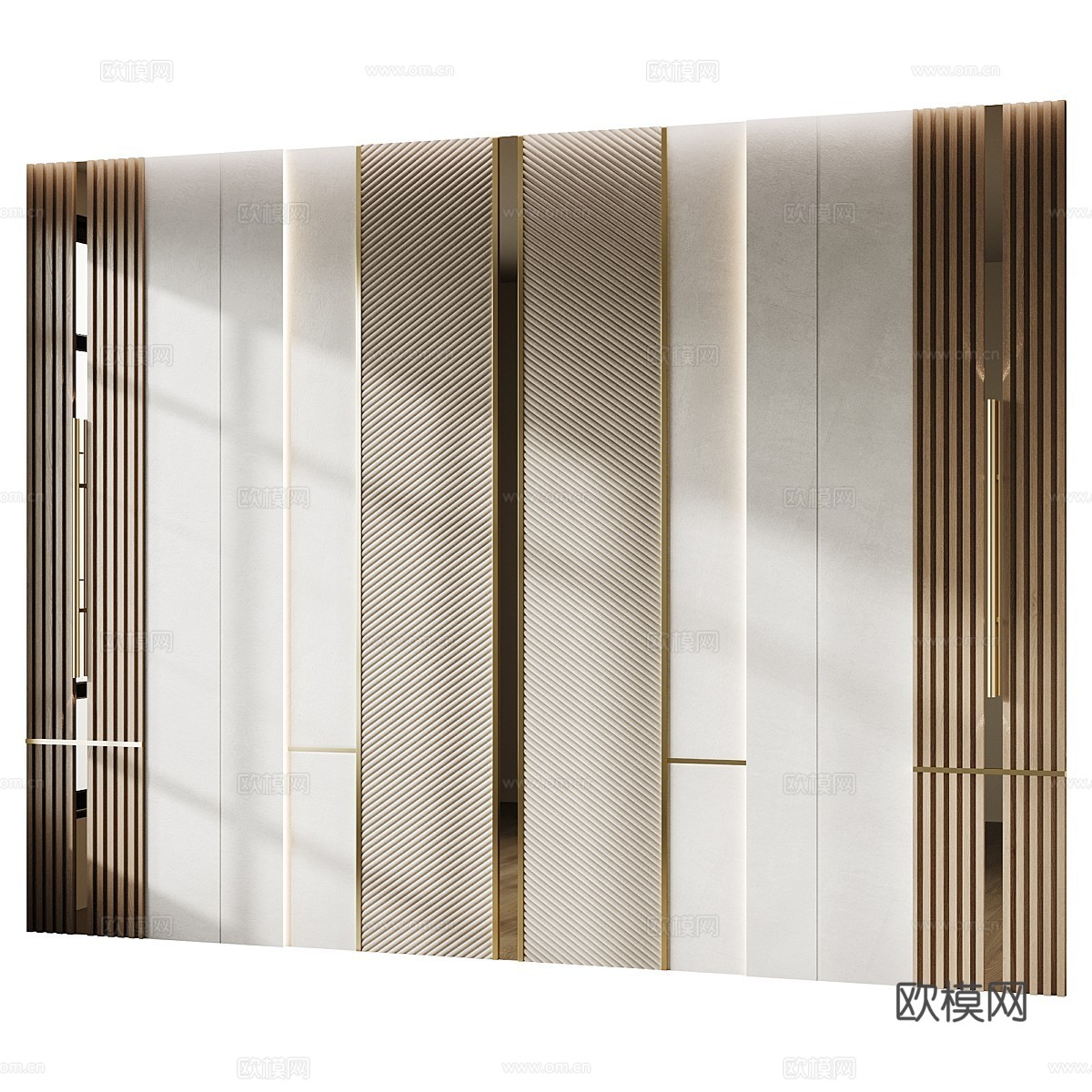 现代轻奢装饰墙板 背景墙3d模型下载（渲染图2）