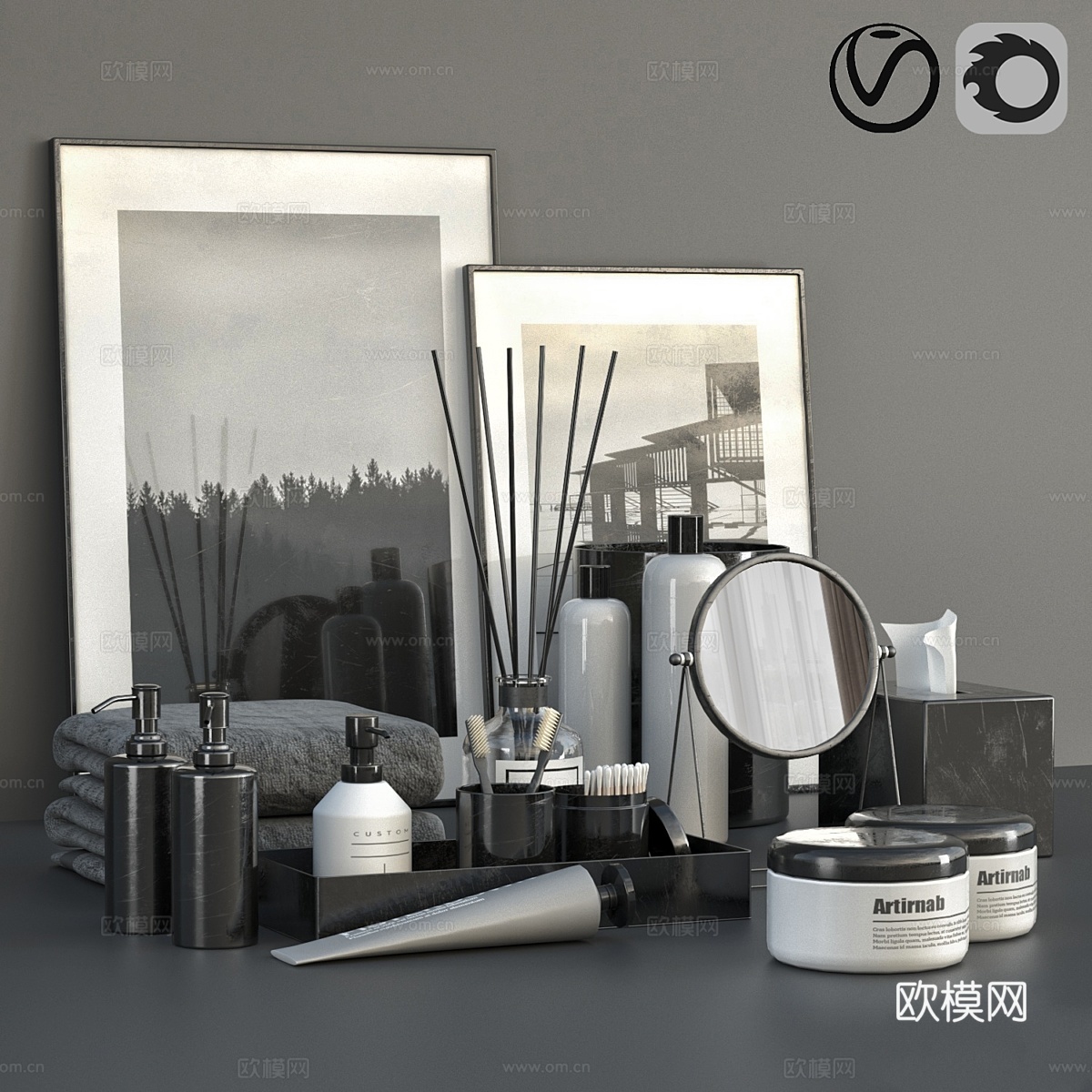 RICHTER黑色装饰套装3d模型下载