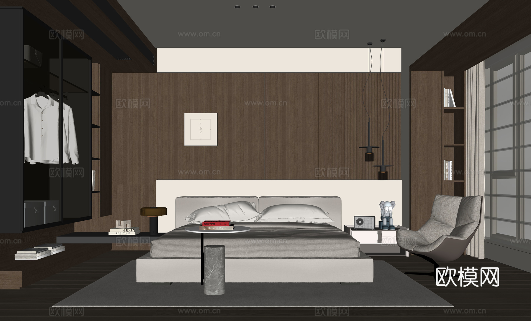 现代家居卧室su模型