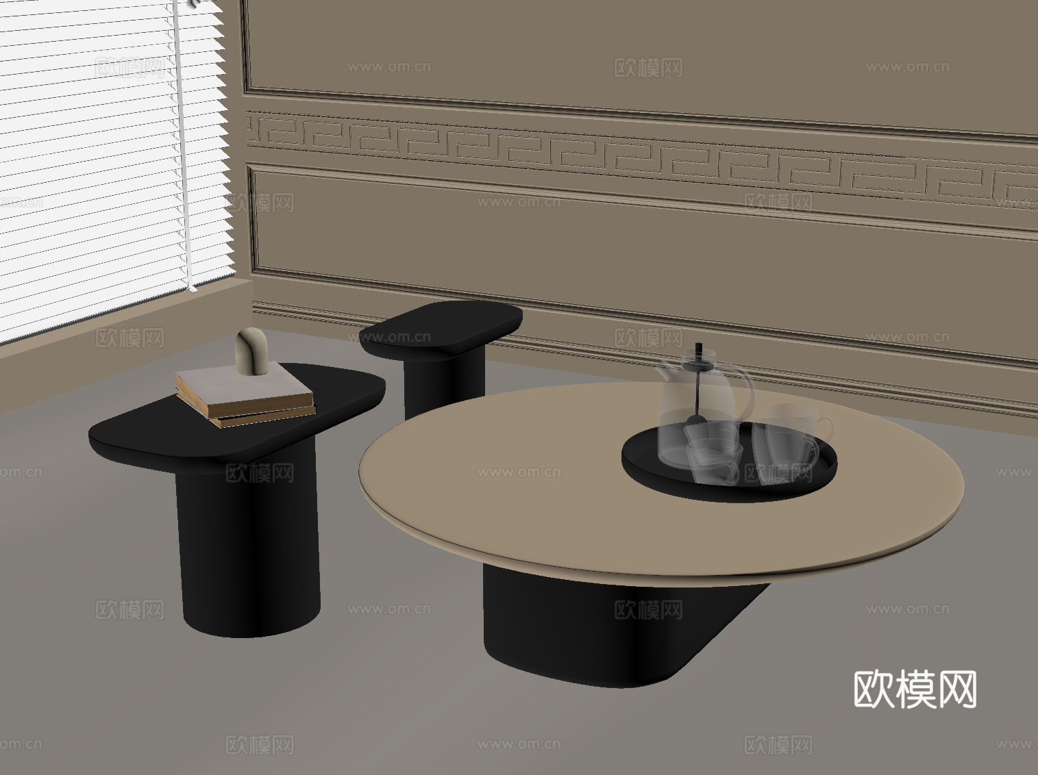 现代奶油风茶几su模型