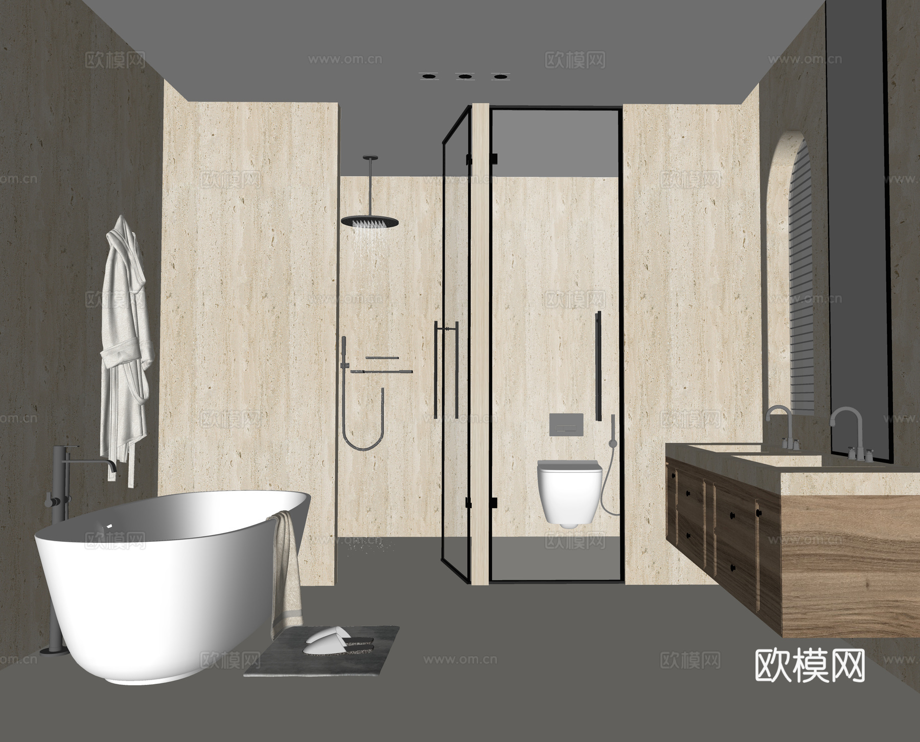现代民宿卫生间 别墅卫生间su模型
