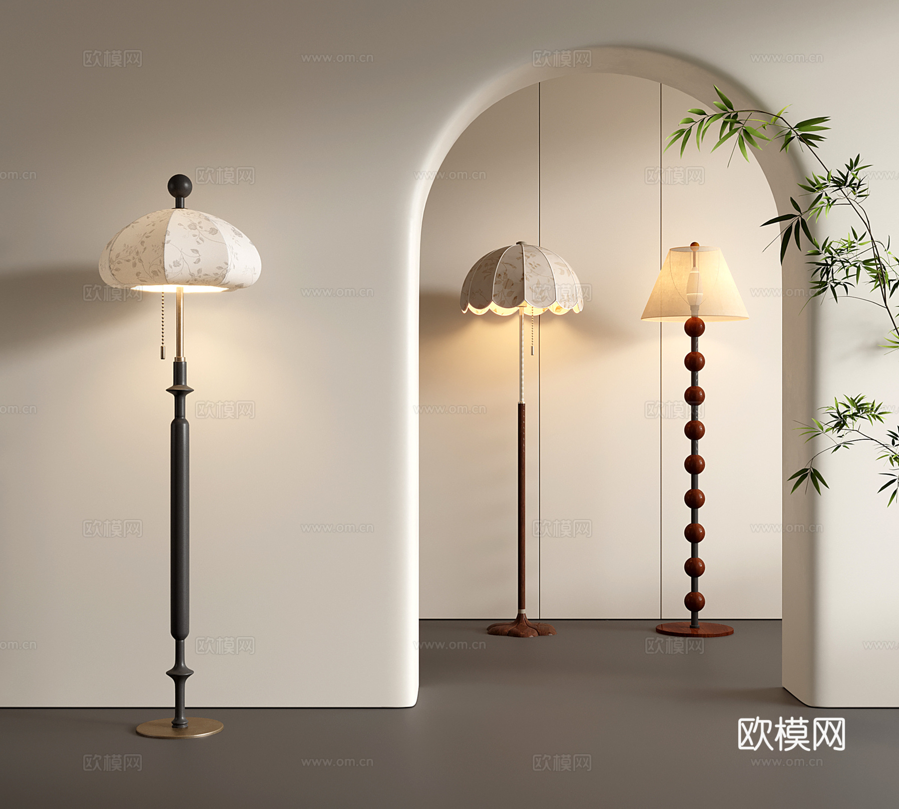 法式落地灯 复古落地灯su模型
