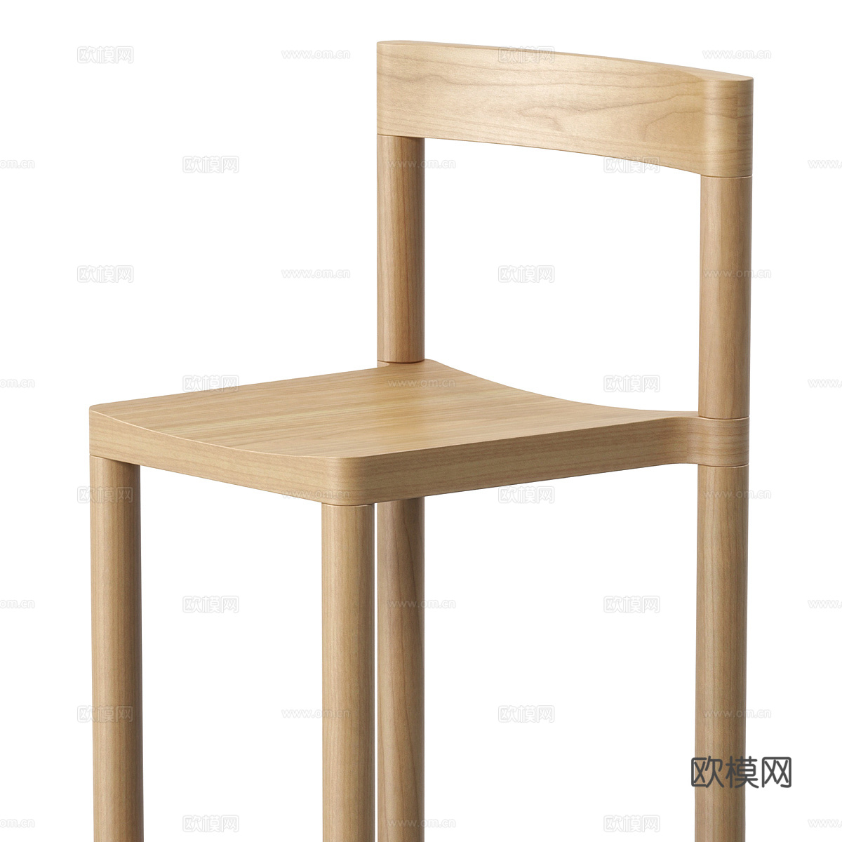 现代极简木质吧台椅3d模型下载（渲染图5）