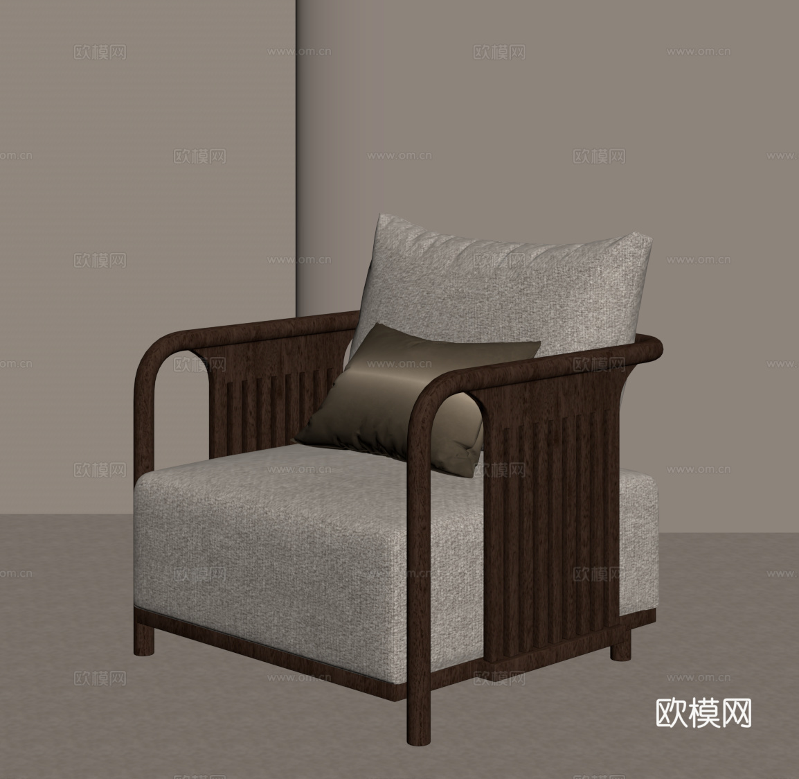 新中式单人沙发su模型