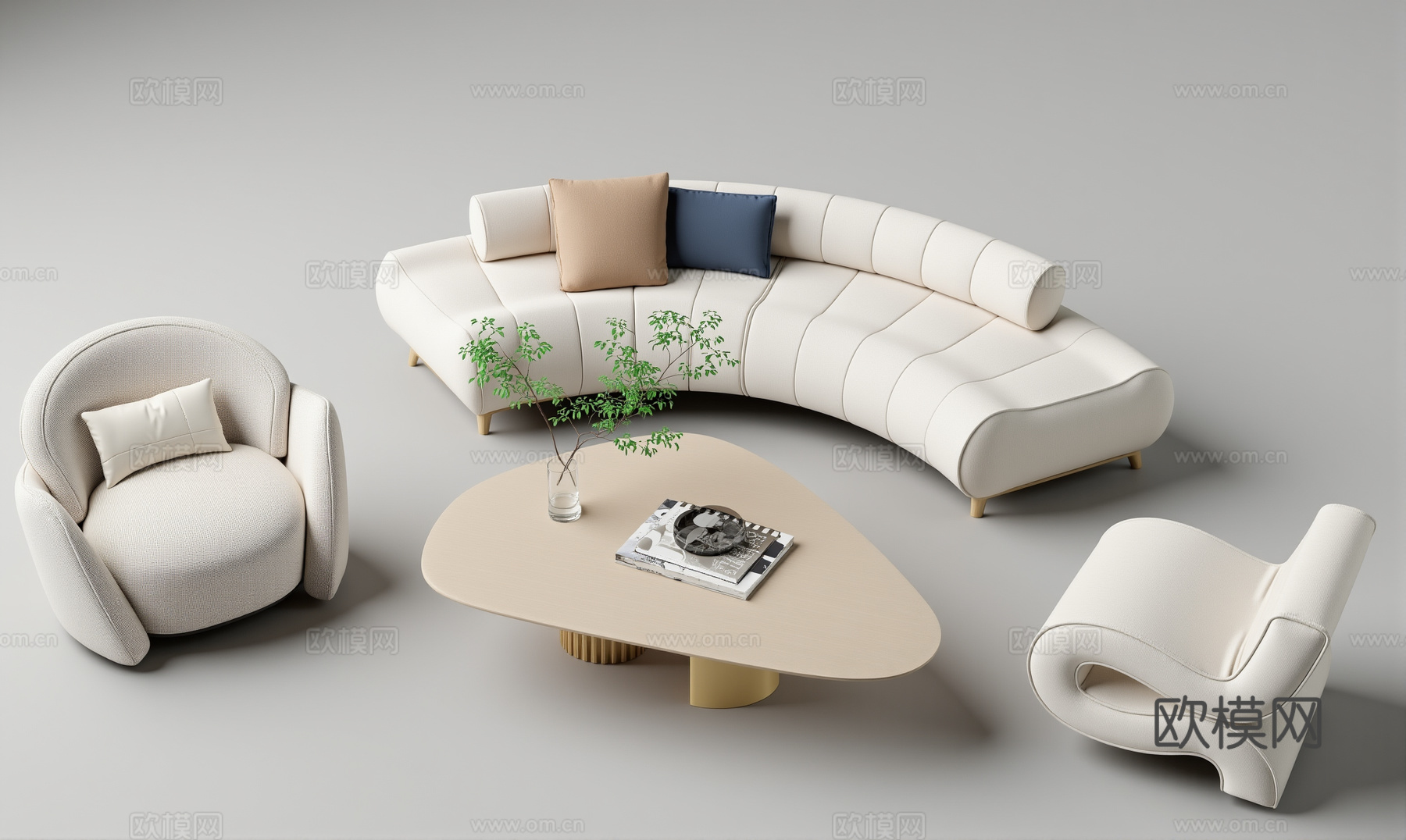 现代沙发组合su模型