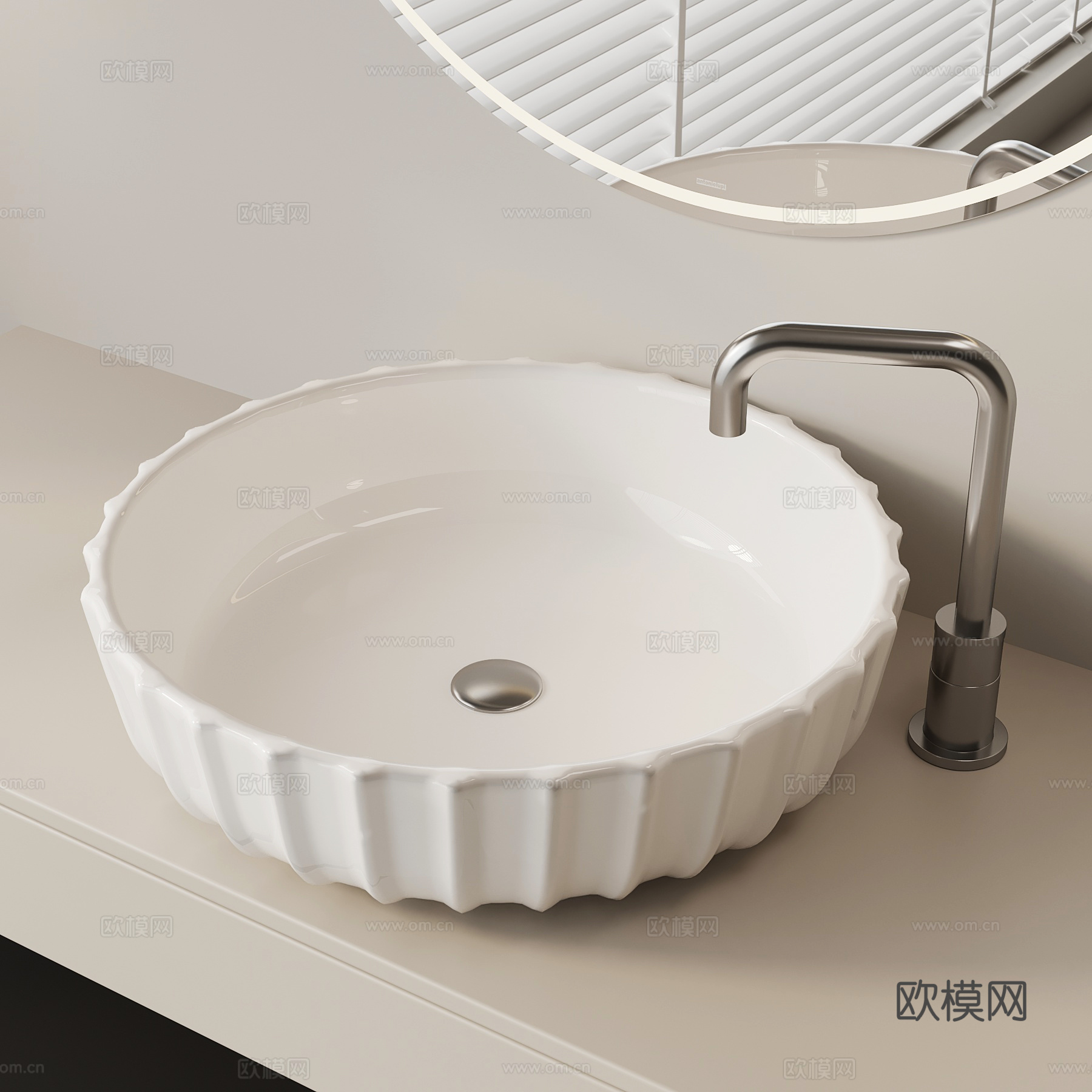 现代台盆 台上盆su模型