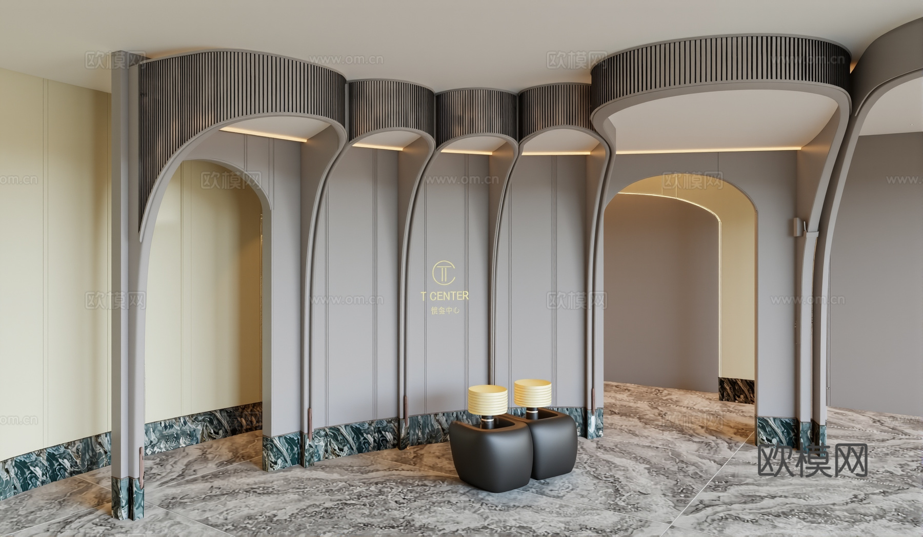 现代酒店办公大堂su模型