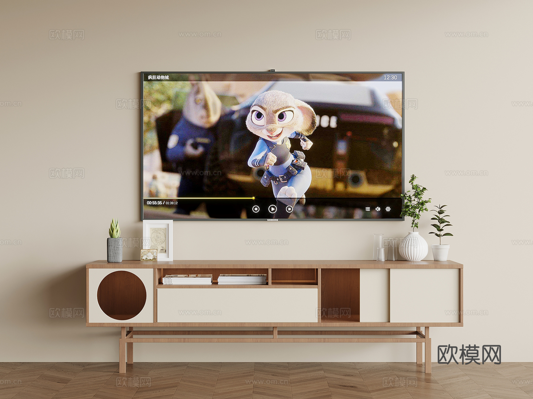 中古风电视柜su模型