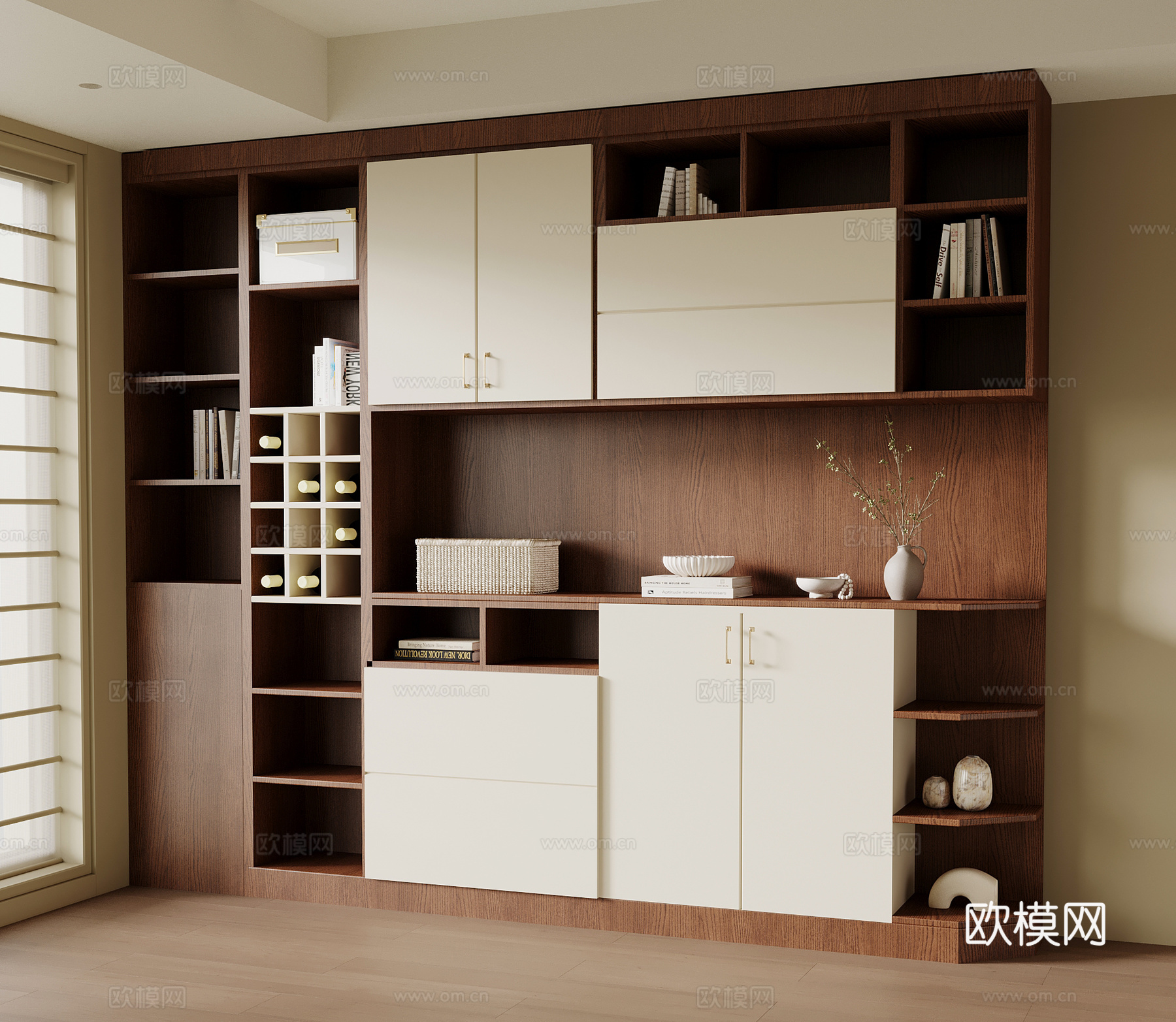 中古风餐边柜 酒柜su模型