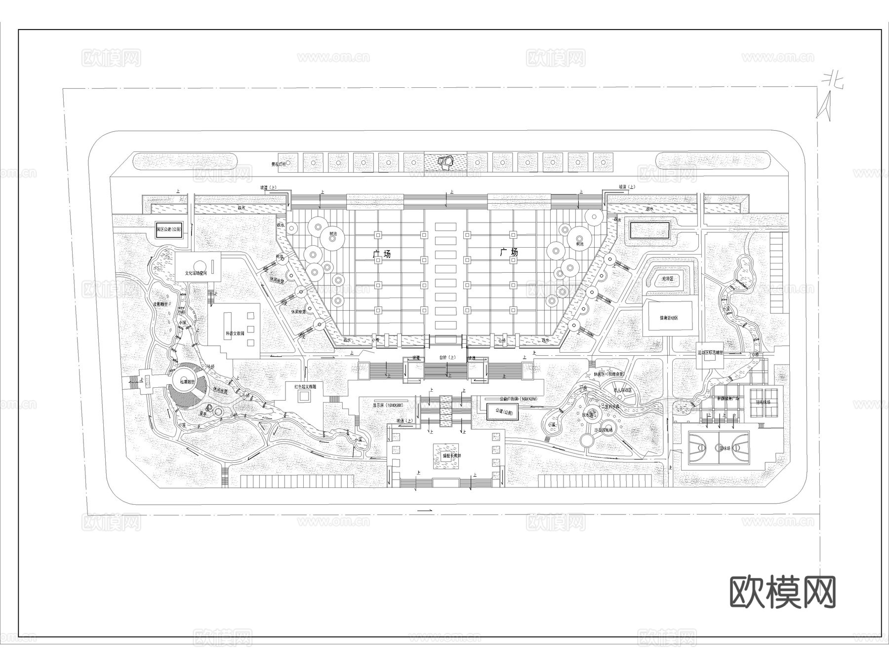 12套中式公园广场景观规划小游园设计CAD图纸cad施工图