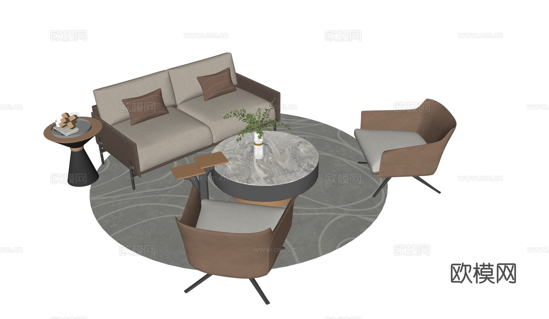 现代休闲沙发组合su模型