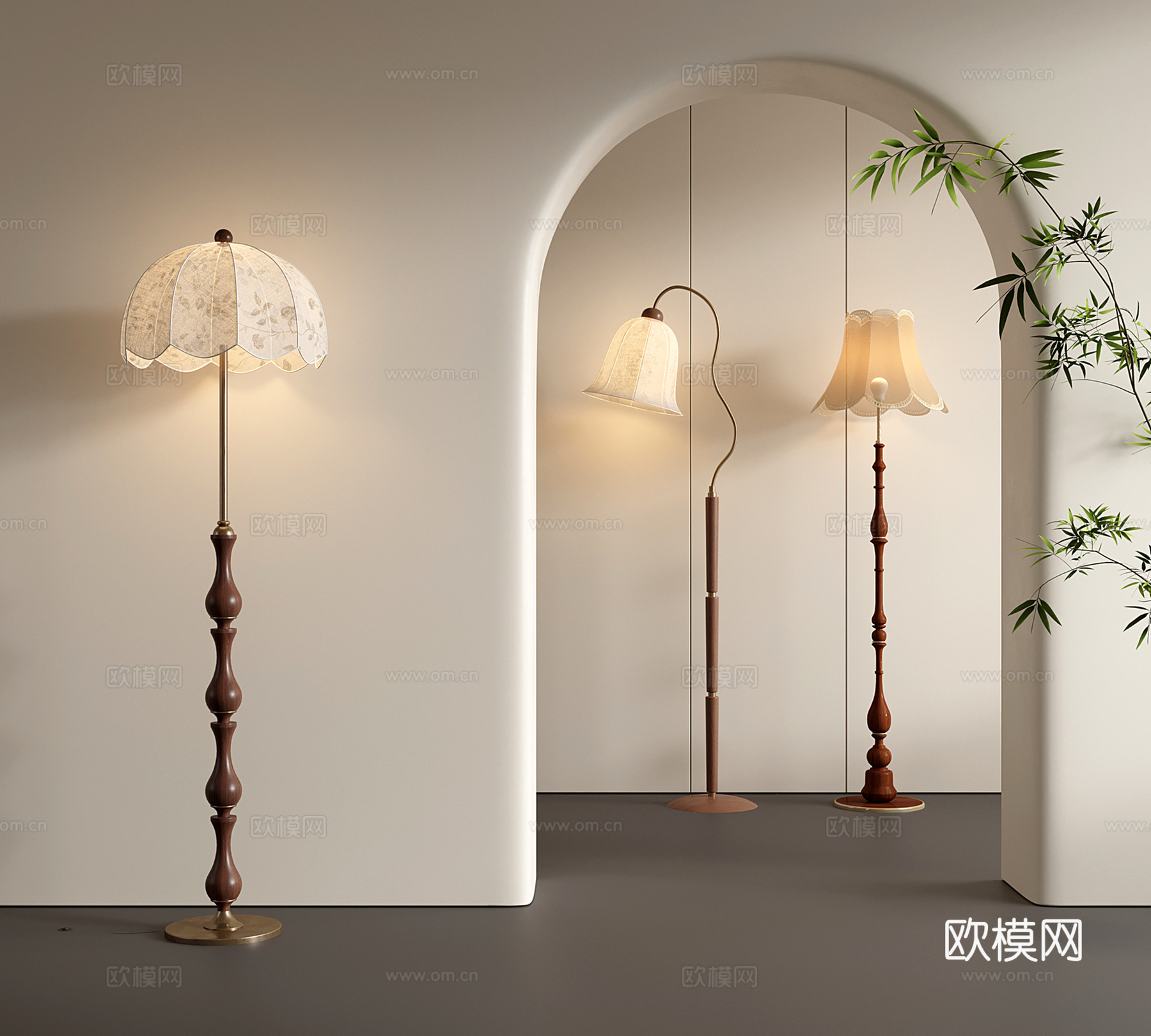 法式落地灯 复古落地灯su模型