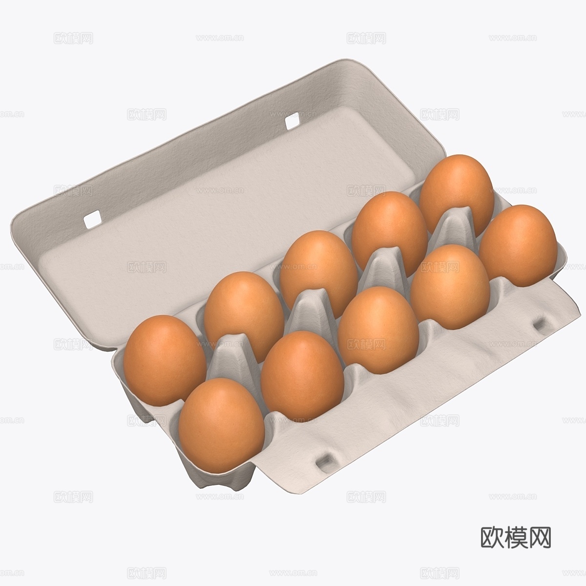 10枚鸡蛋纸盒包装（已开封）3d模型下载