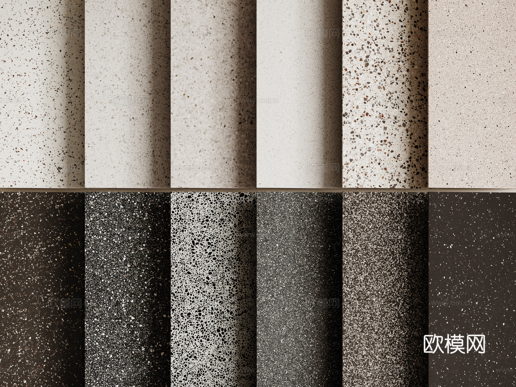 现代水磨石 彩色水磨石 花岗岩 石英石 石材su模型