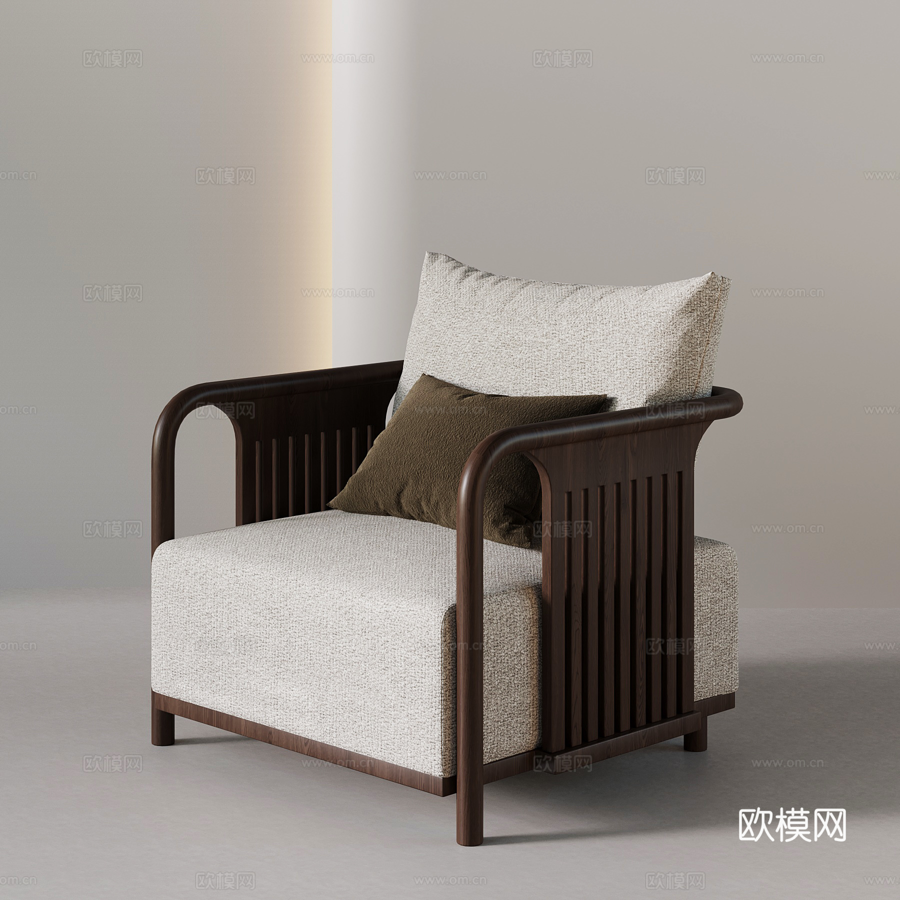 新中式单人沙发su模型