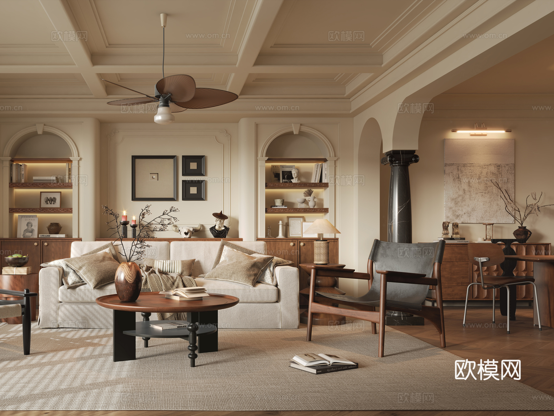 中古风客餐厅3d模型下载（渲染图4）