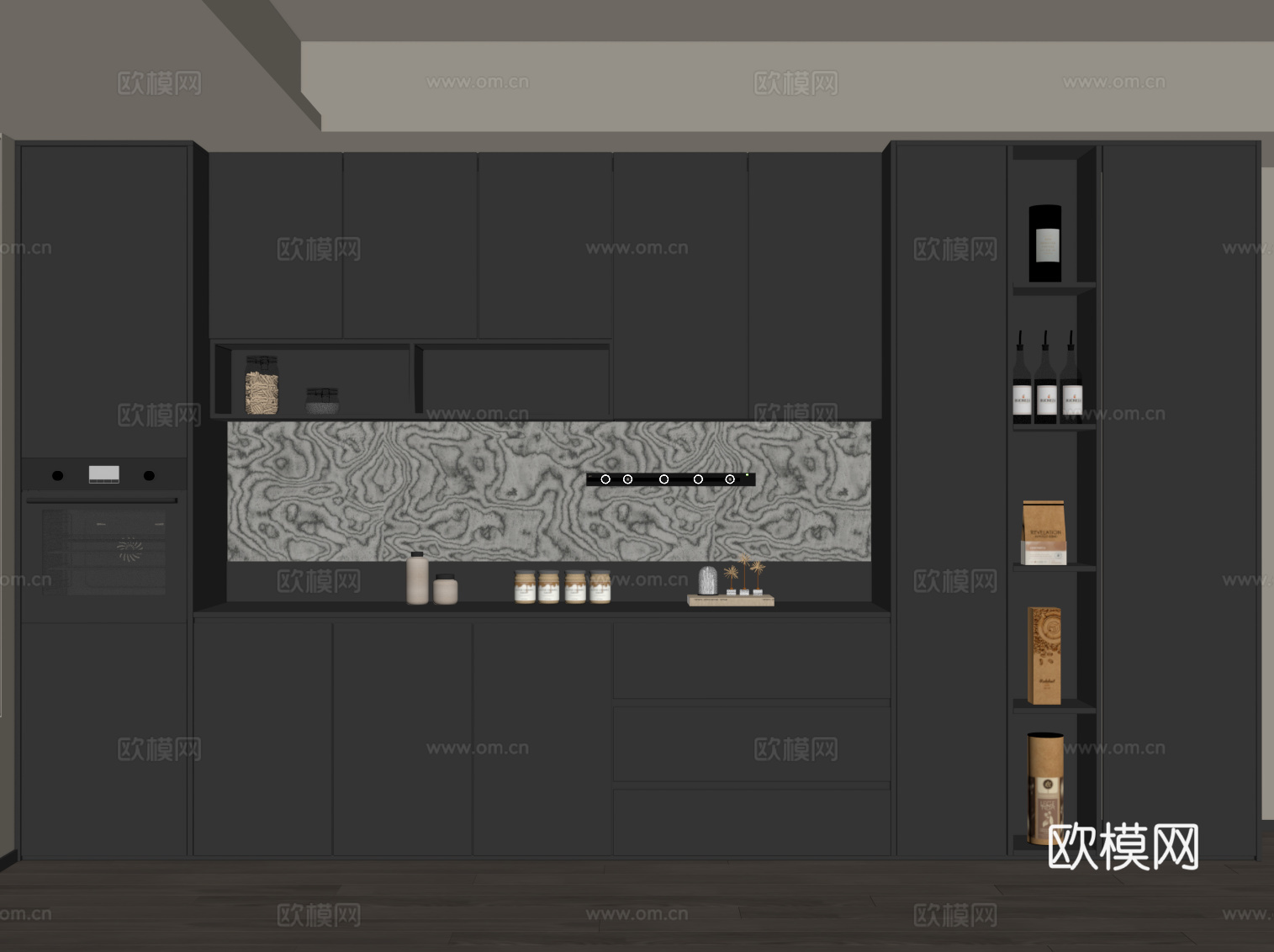 现代意式餐边柜su模型