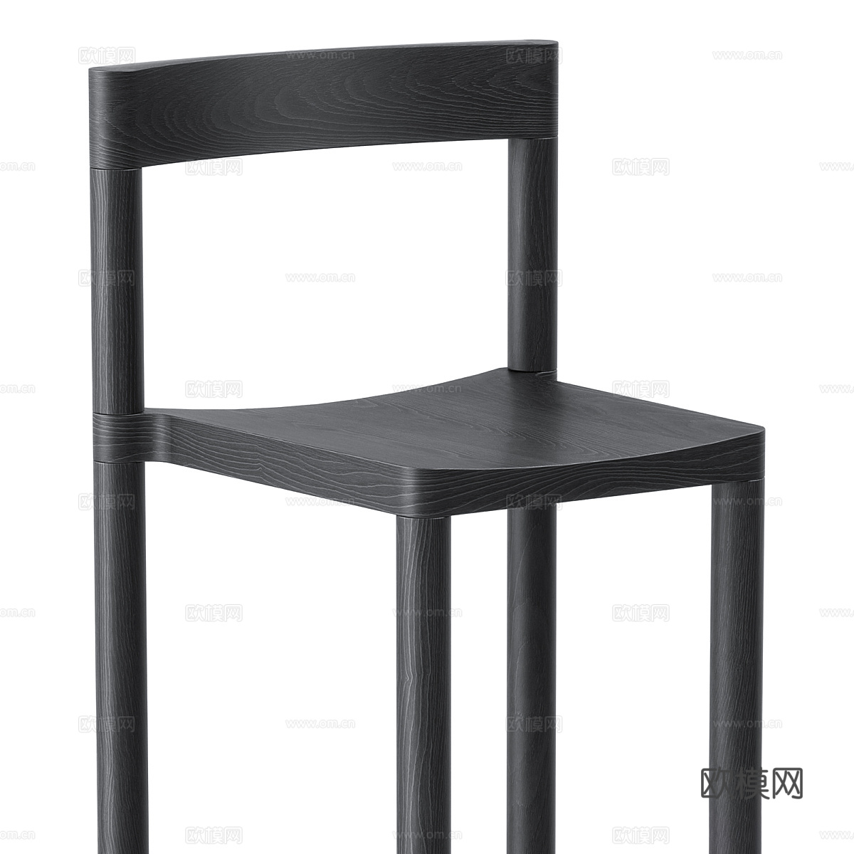 现代极简木质吧台椅3d模型下载（渲染图4）