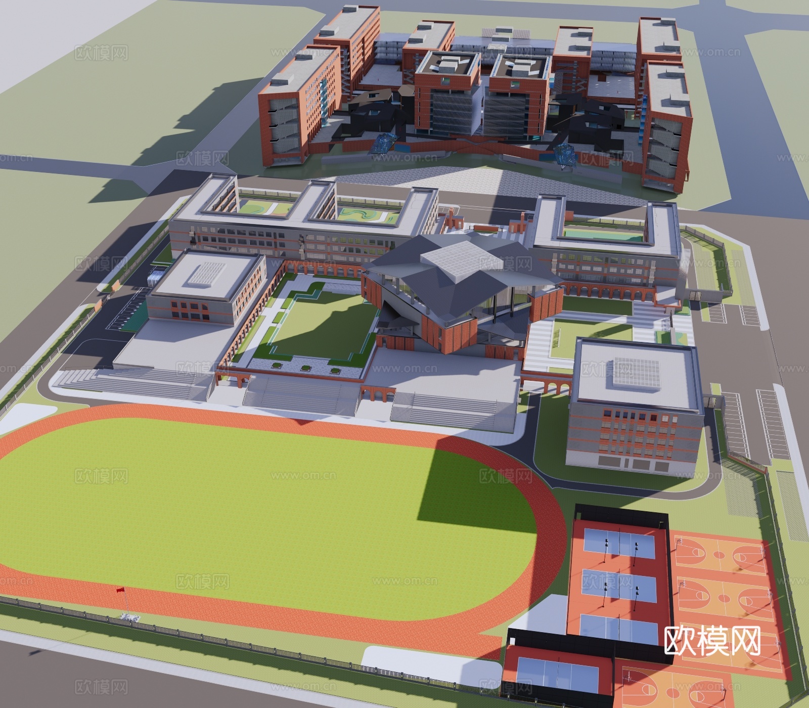 现代风格学校小学校中学校su模型