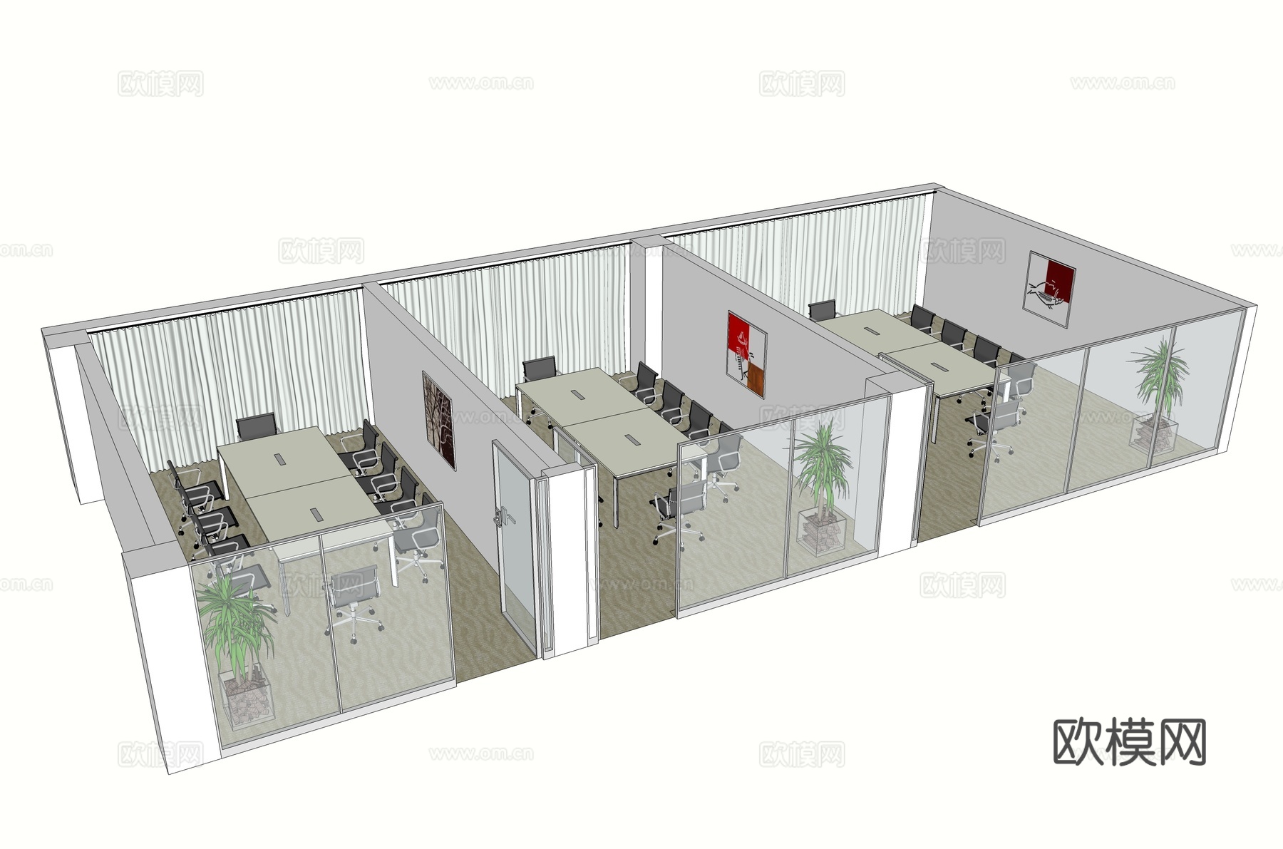 会议桌 会议椅 办公家具su模型