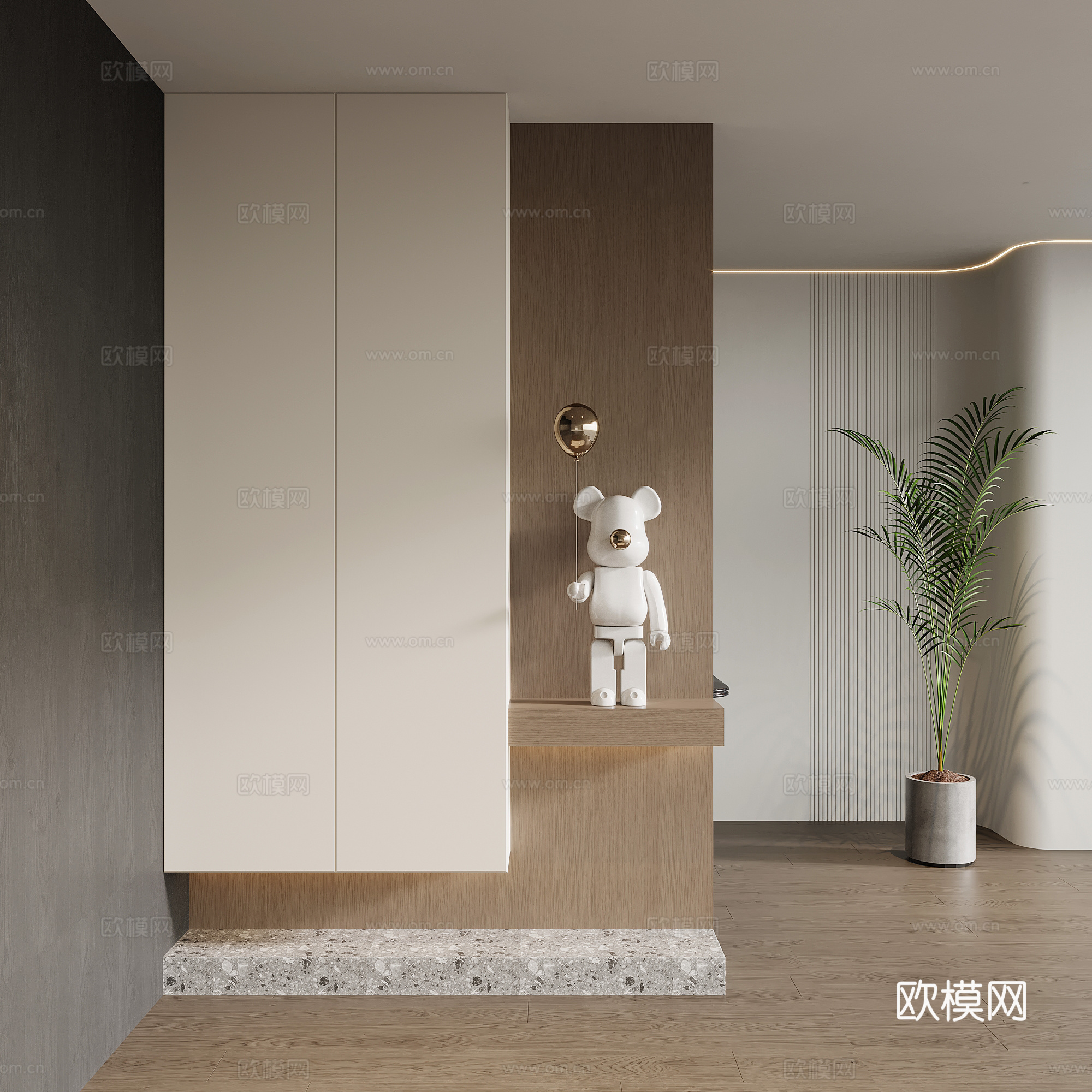 现代简约玄关柜 隔断柜 鞋柜su模型