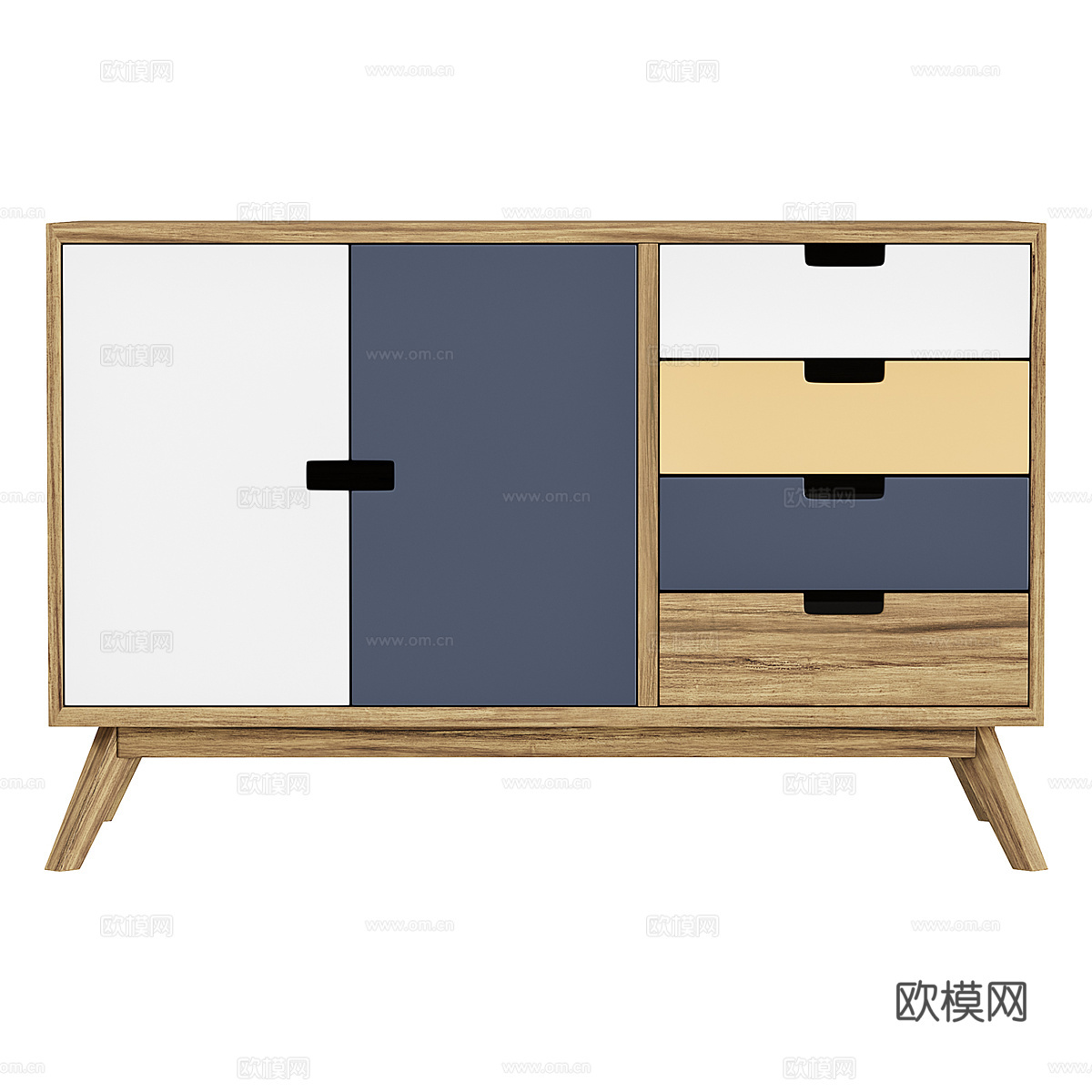 现代北欧五斗柜 边柜 矮柜3d模型下载（渲染图2）