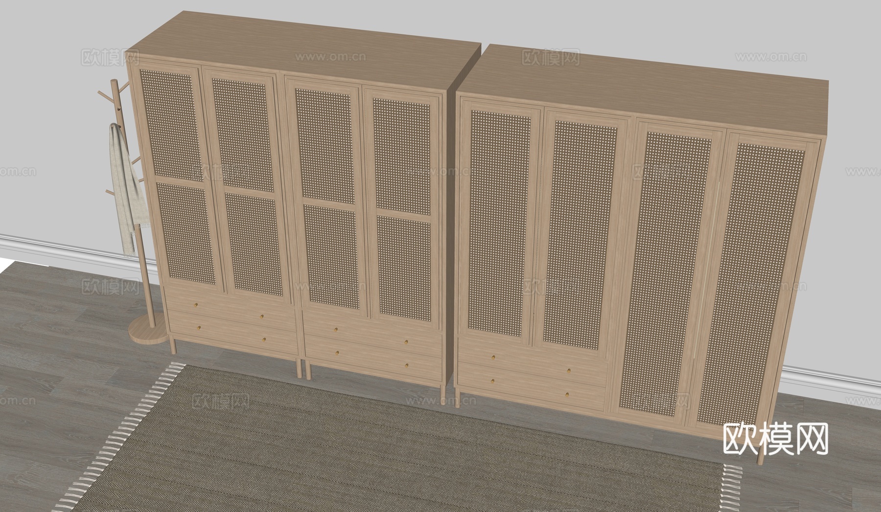 侘寂北欧衣柜su模型