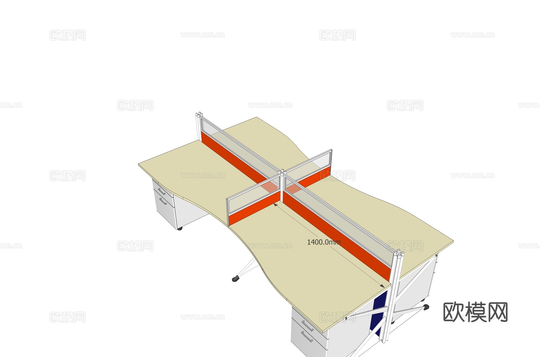 办公桌 工位 屏风卡位su模型