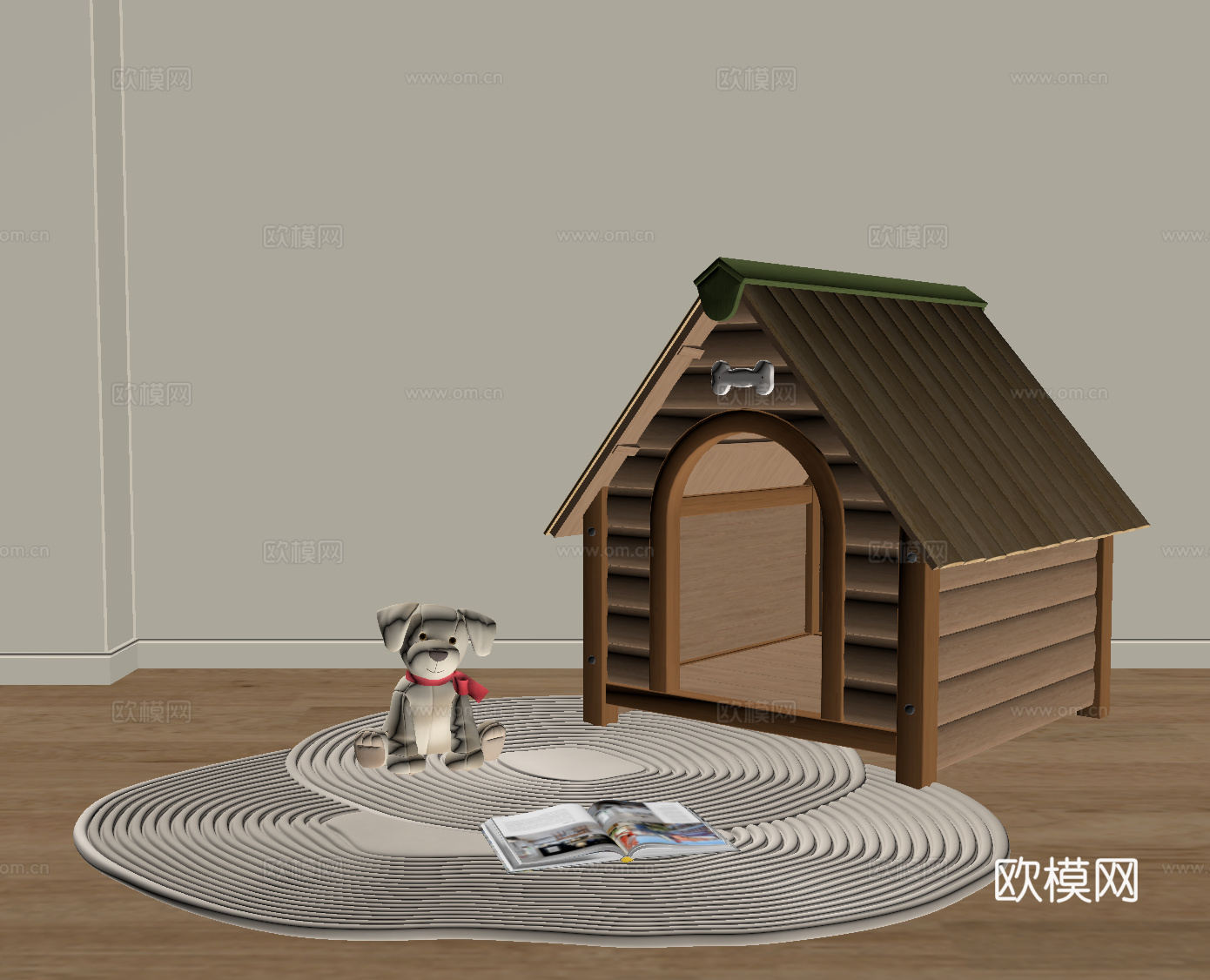 现代狗窝 摆件 玩具su模型
