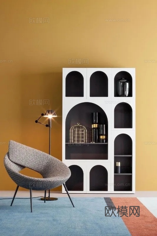 弧形储物柜子su模型