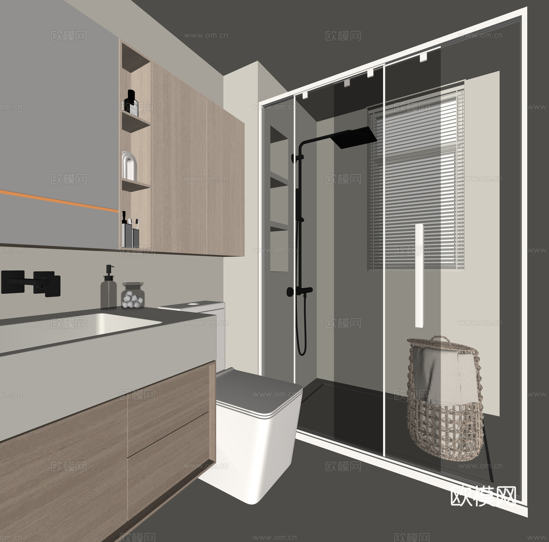 现代卫生间su模型