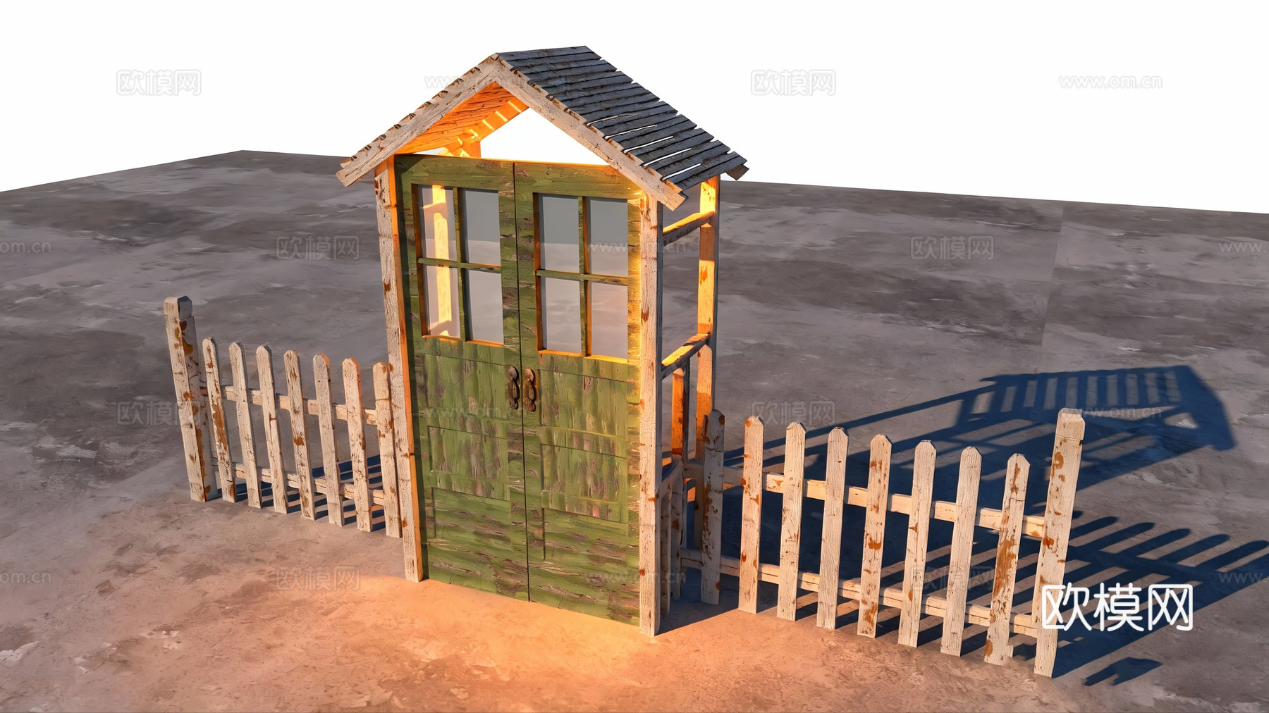 木制花园大门护栏门框su模型下载（渲染图3）