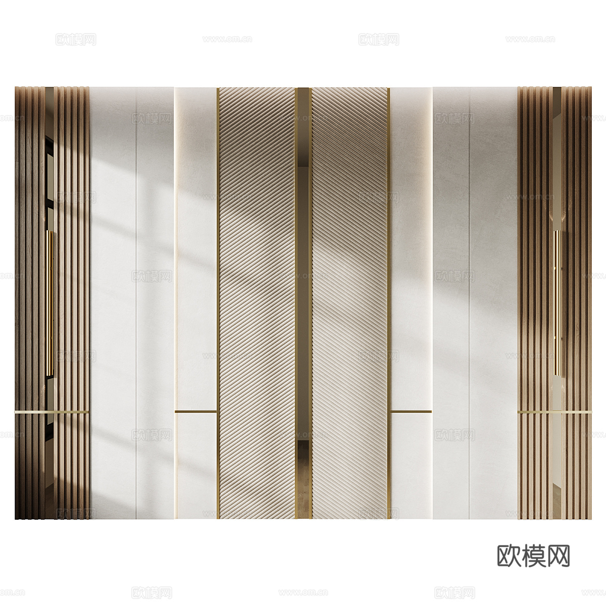 现代轻奢装饰墙板 背景墙3d模型下载（渲染图1）