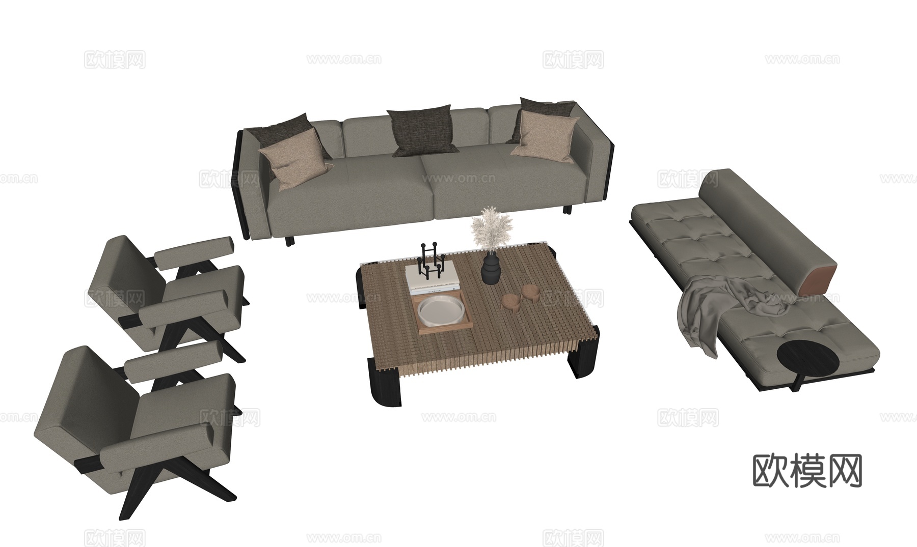现代沙发组合su模型