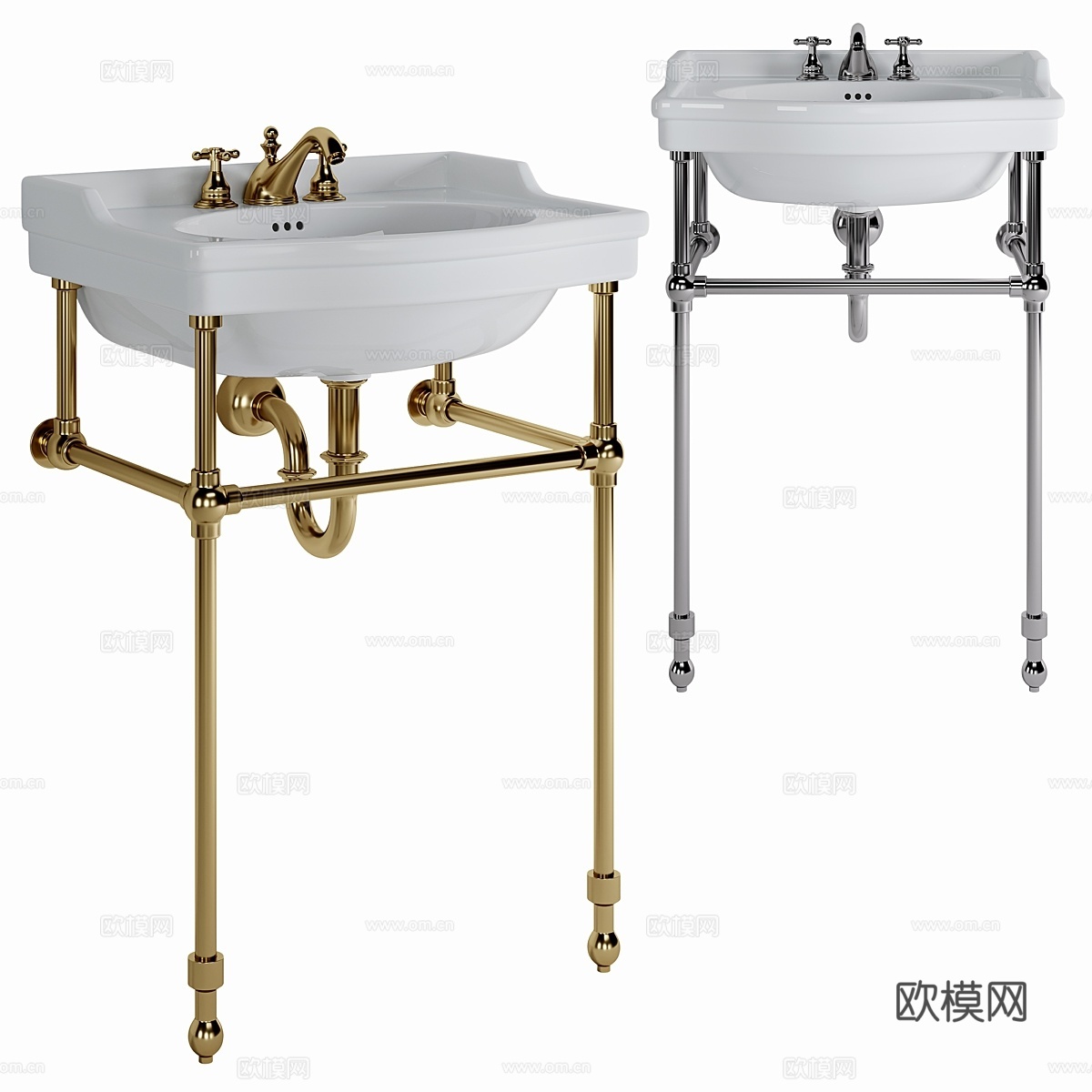 Cierra黄铜支架台盆3d模型下载