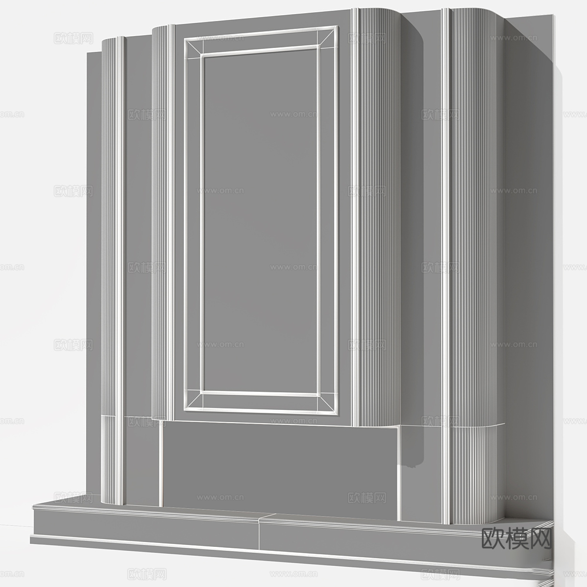 现代简约壁炉背景墙3d模型下载（渲染图3）