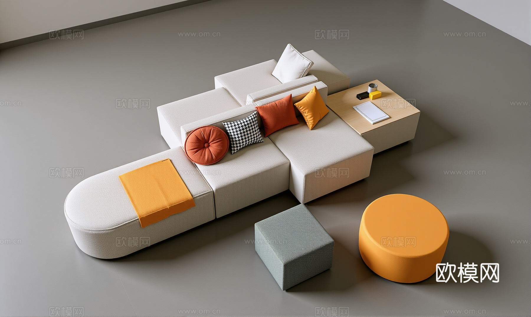 现代会所沙发组合su模型