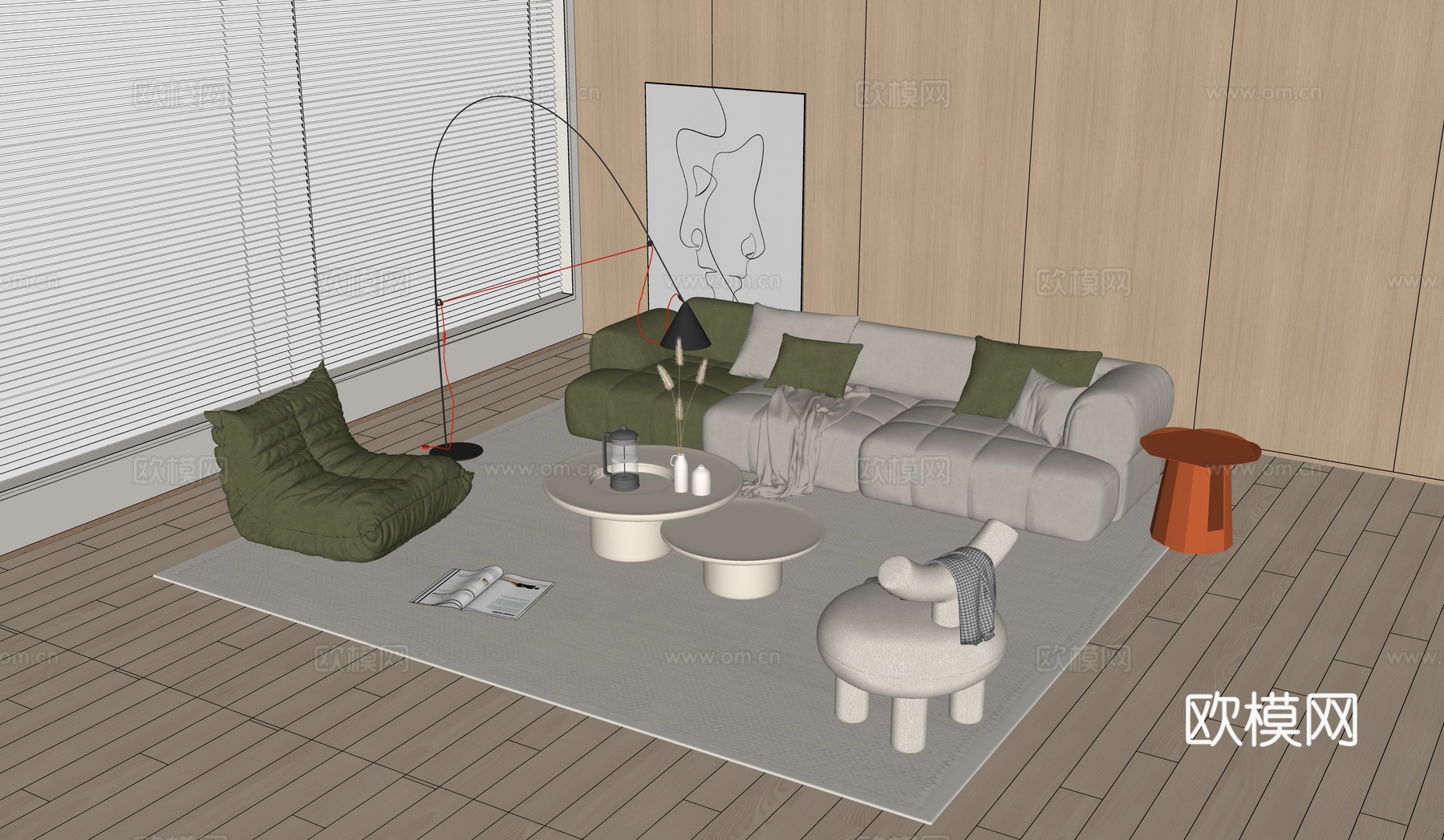 现代客厅沙发组合su模型