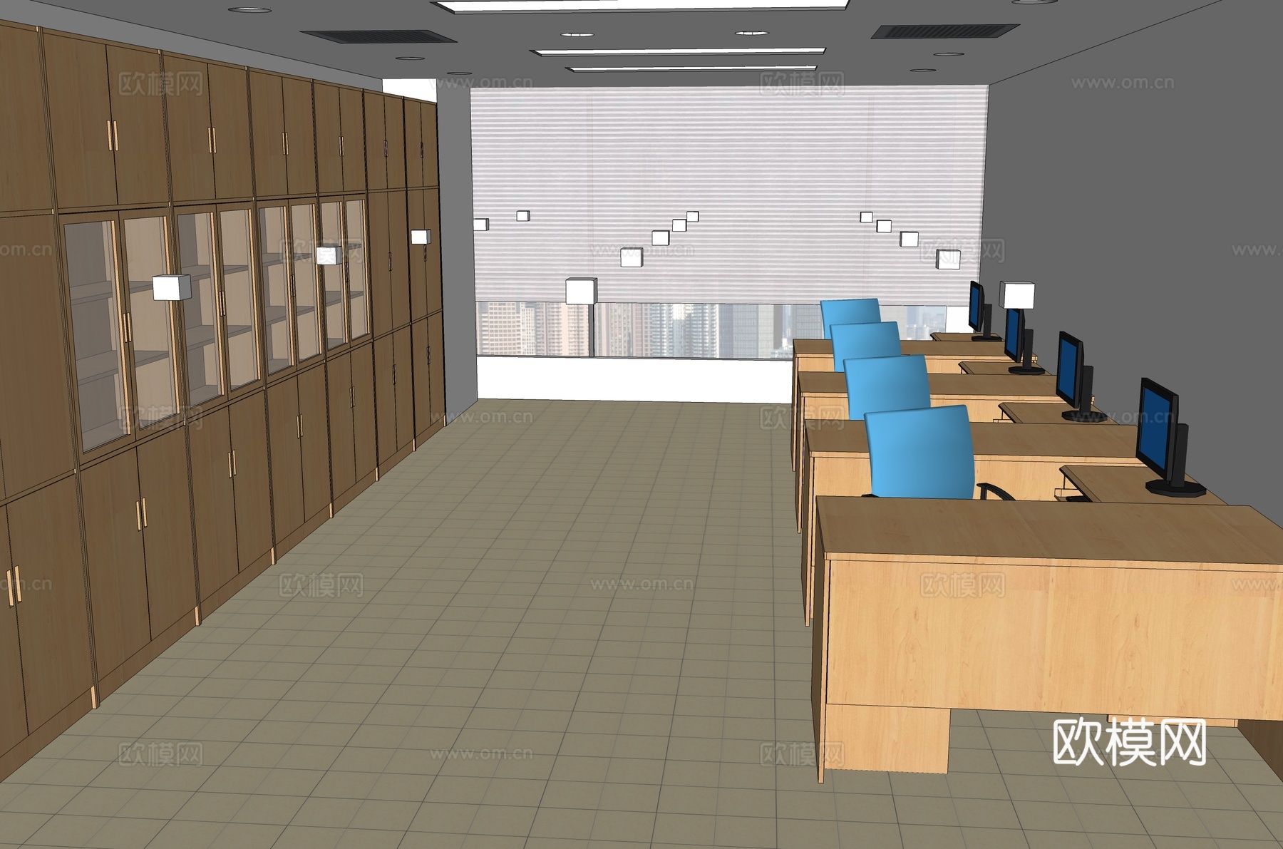 班台桌 办公桌 办公家具 办公椅 文件柜su模型
