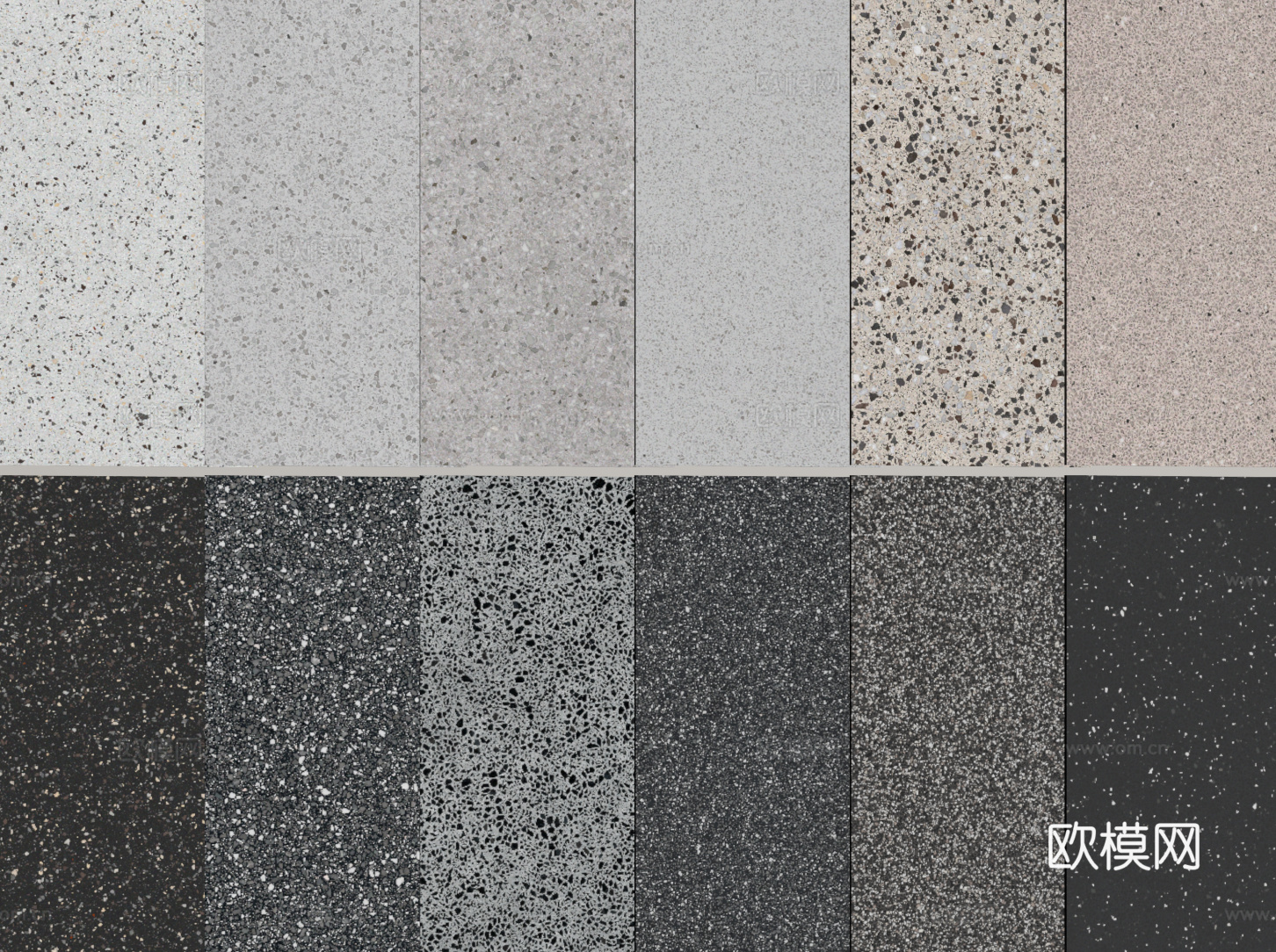 现代水磨石 彩色水磨石 花岗岩 石英石 石材su模型