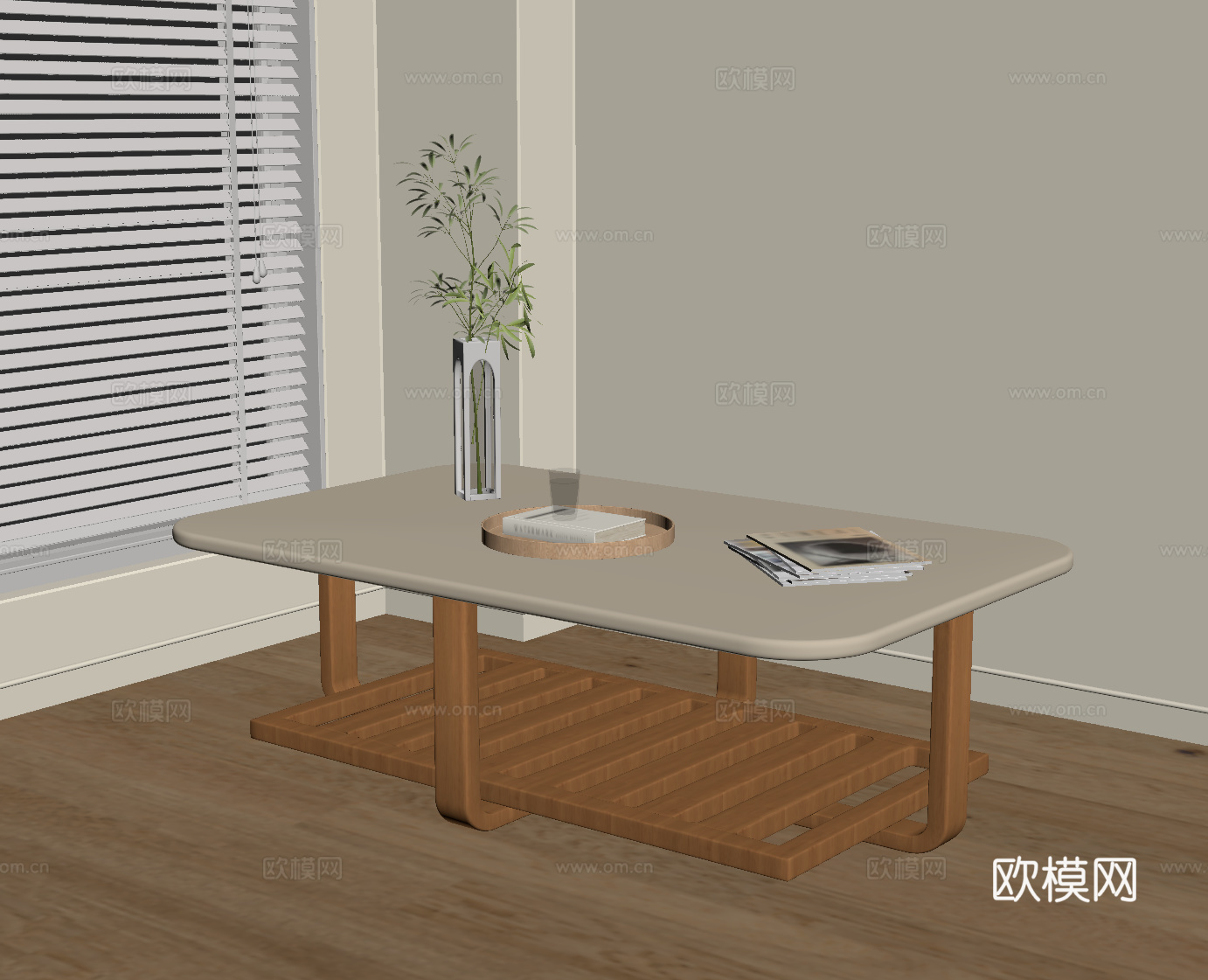 侘寂中古茶几su模型