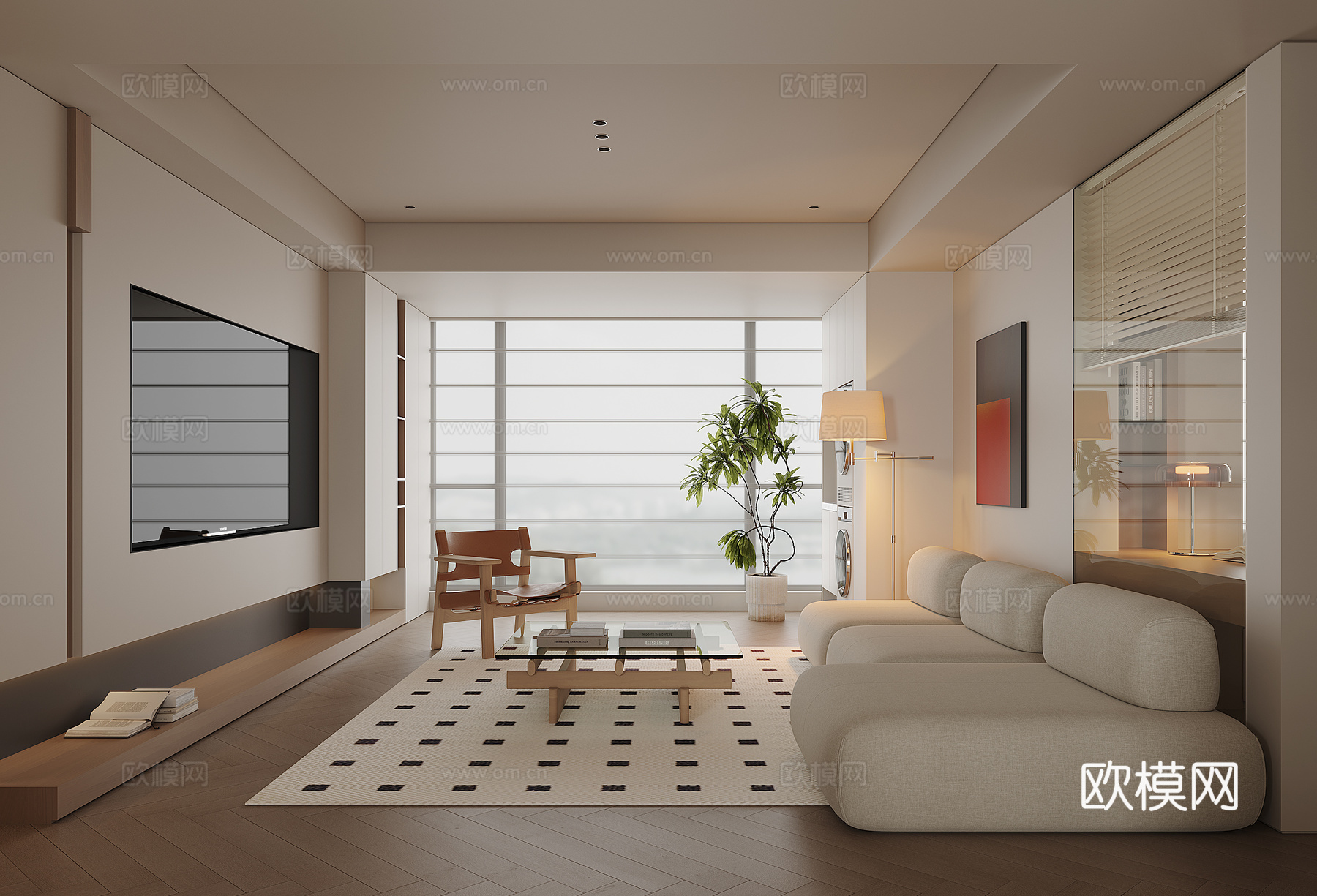 现代家居客厅su模型