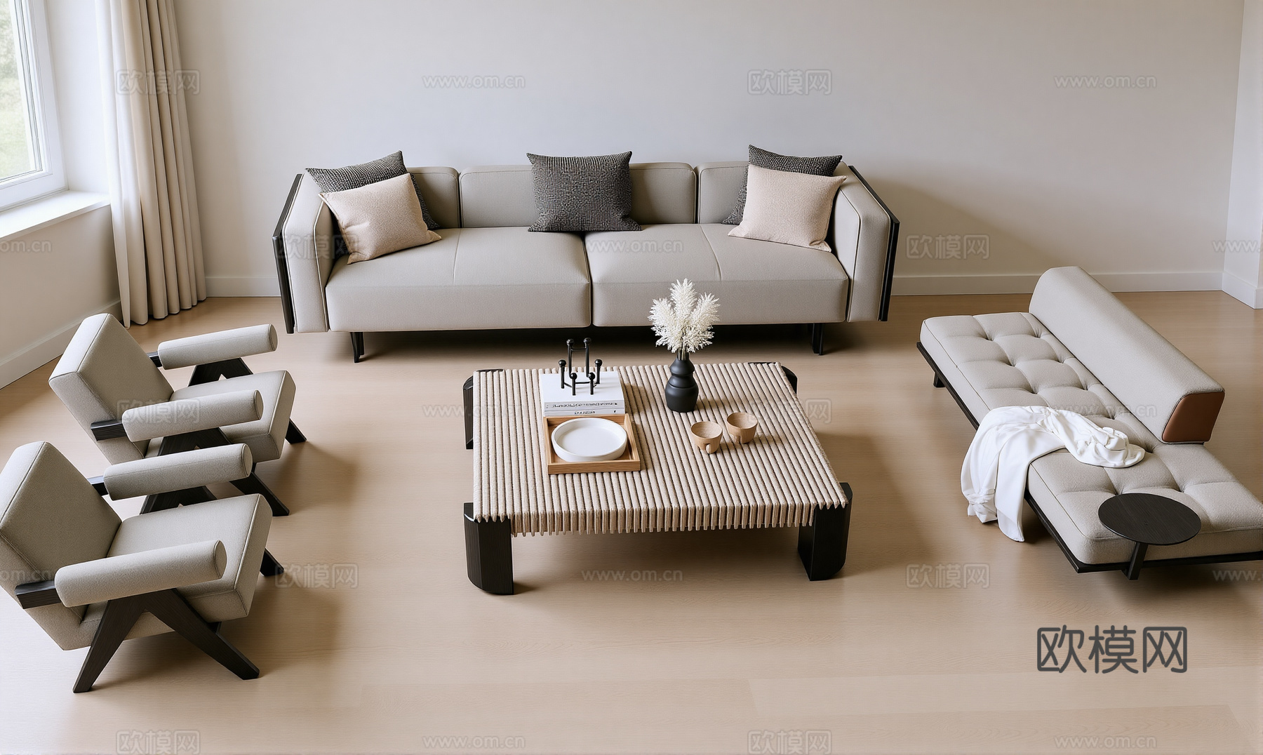 现代沙发组合su模型