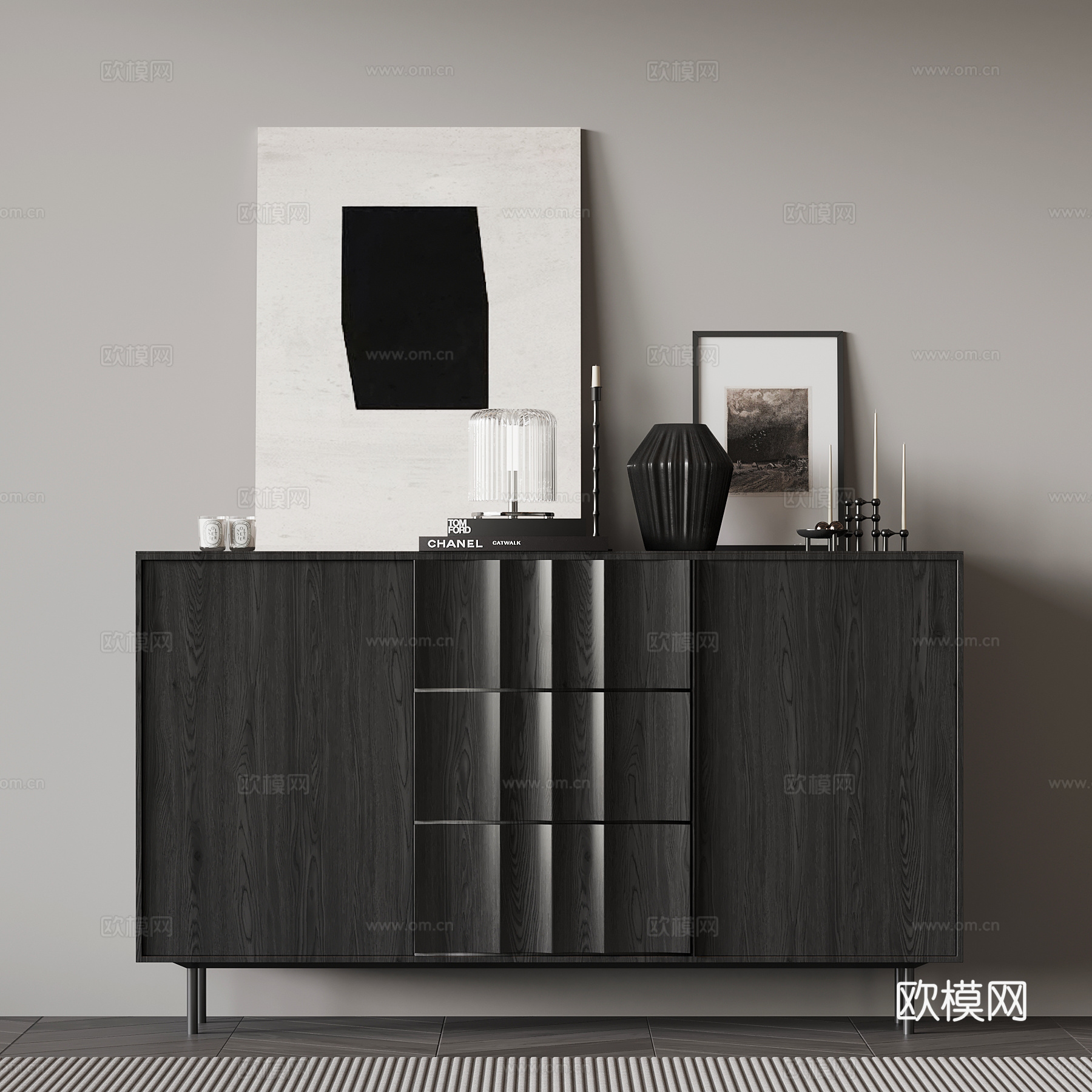 现代意式玄关柜 边柜su模型